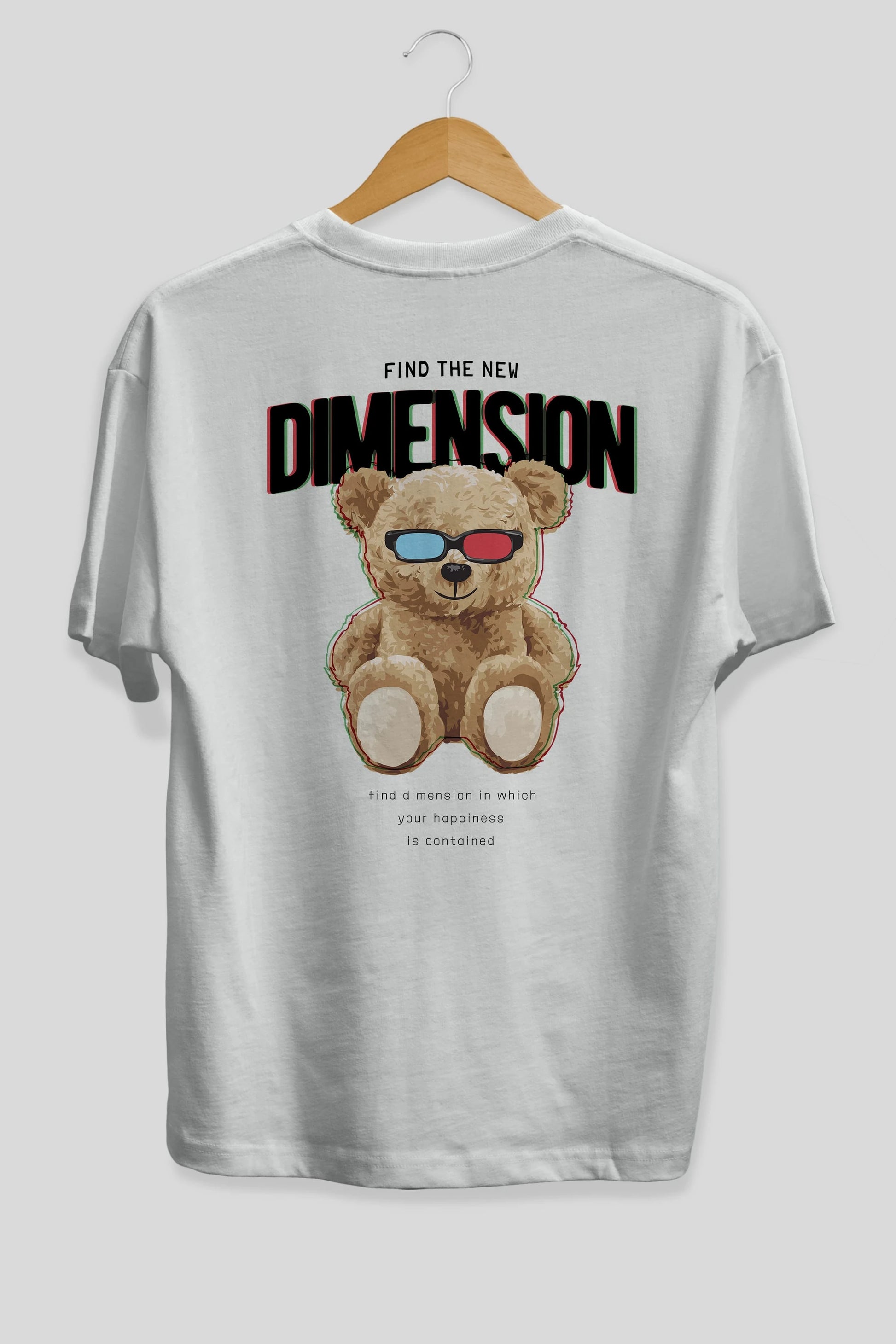 Teddy Bear Dimension Arka Baskılı Oversize t-shirt Erkek Kadın Unisex %100 Pamuk