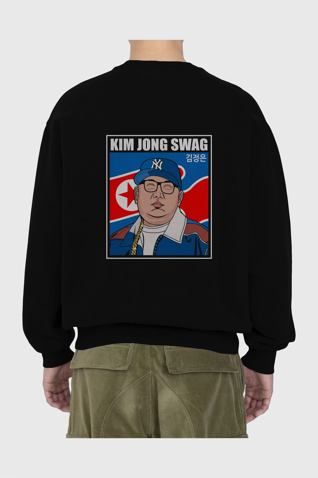 King Jong Swag Arka Baskılı Oversize Sweatshirt Erkek Kadın Unisex