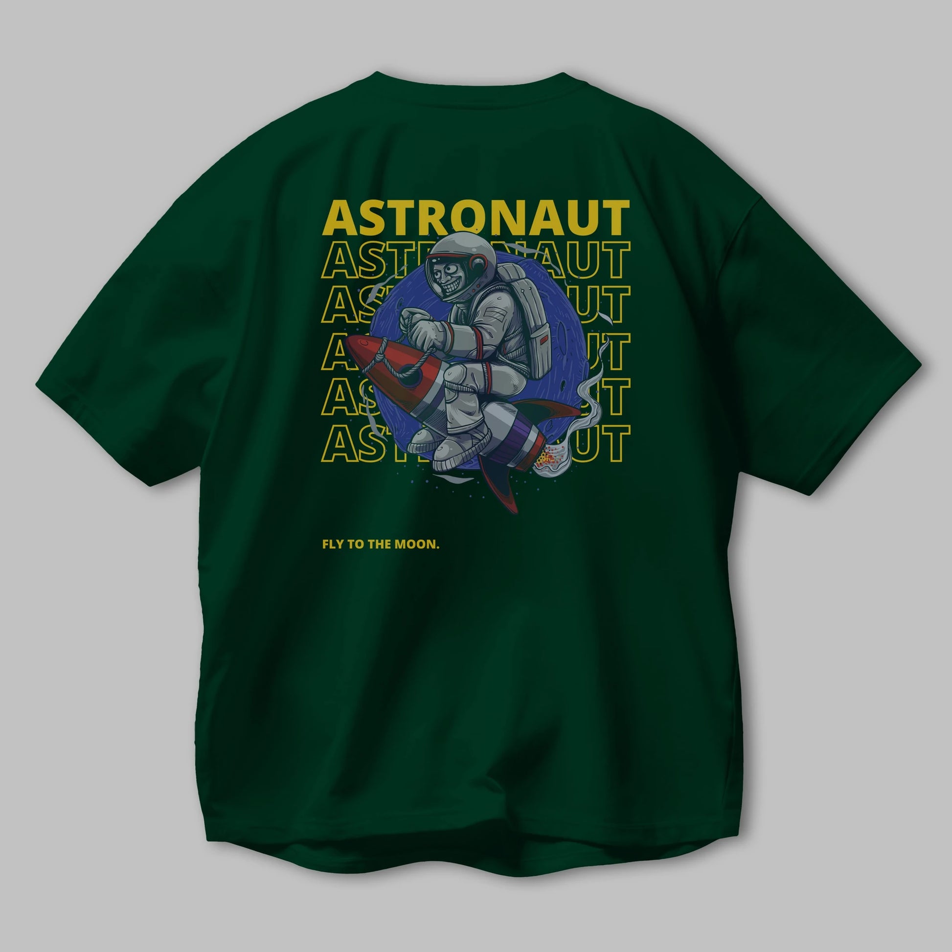 Astronaut Fly to the Moon Yazılı Arka Baskılı Oversize t-shirt Erkek Kadın Unisex