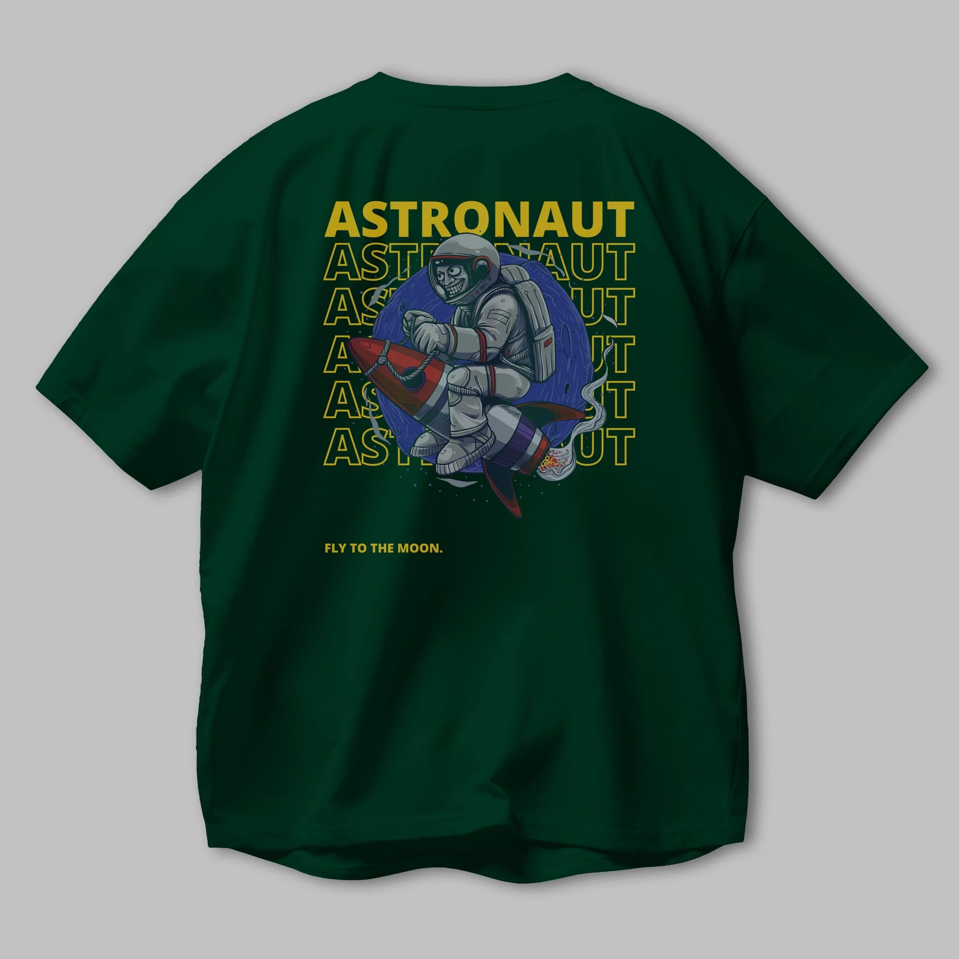 Astronaut Fly to the Moon Yazılı Arka Baskılı Oversize t-shirt Erkek Kadın Unisex
