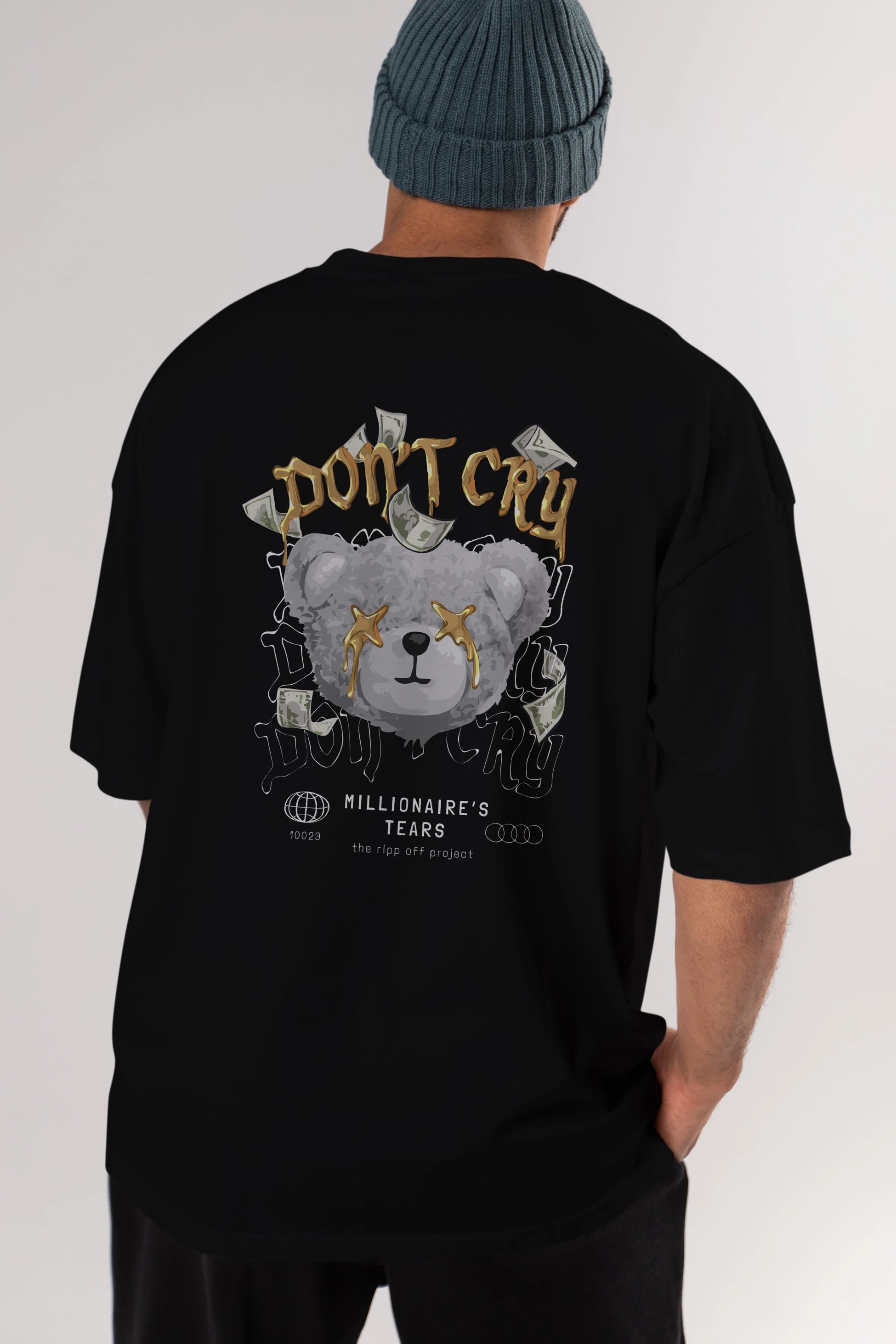 Dont Cry Bear Arka Baskılı Oversize t-shirt Erkek Kadın Unisex