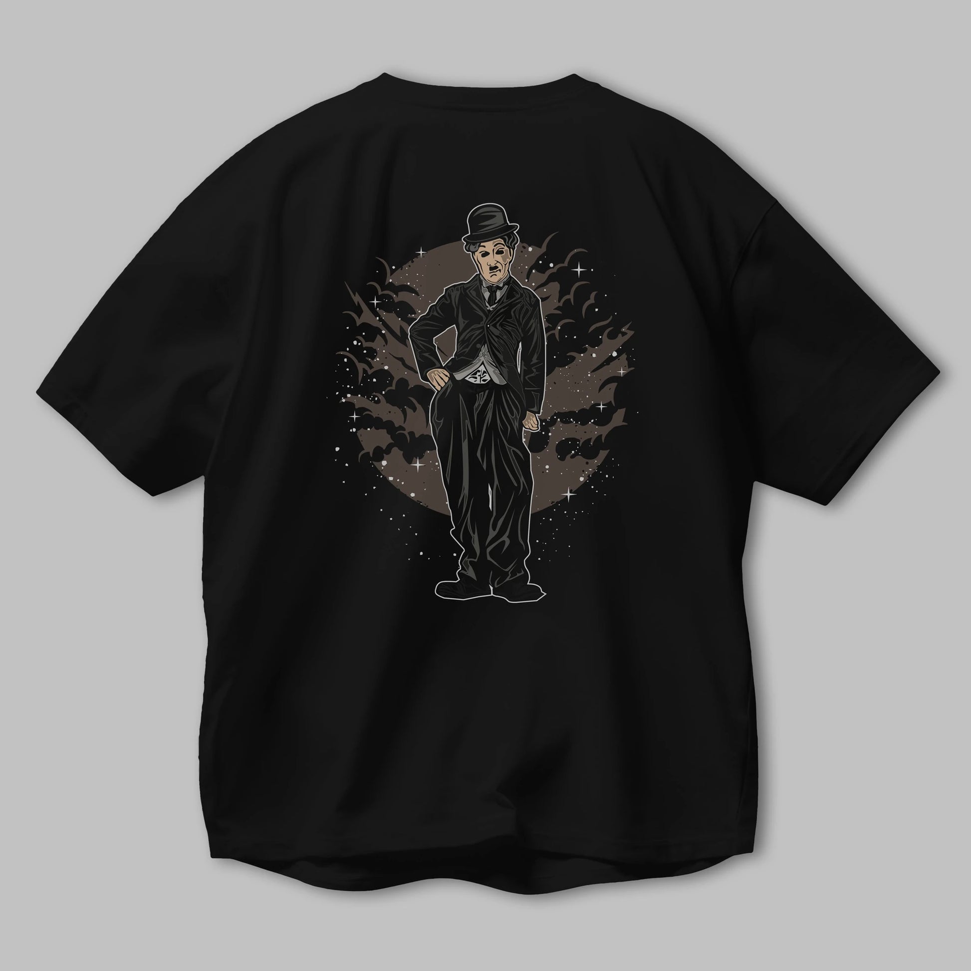 CHAPLIN Arka Baskılı Oversize t-shirt Erkek Kadın Unisex %100 Pamuk