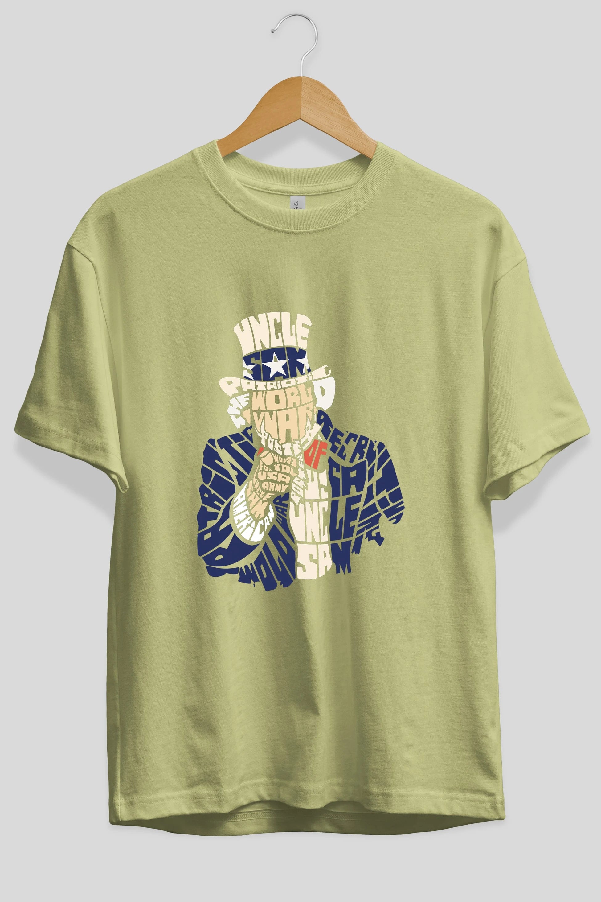 Uncle Sam Ön Baskılı Oversize t-shirt %100 pamuk Erkek Kadın Unisex