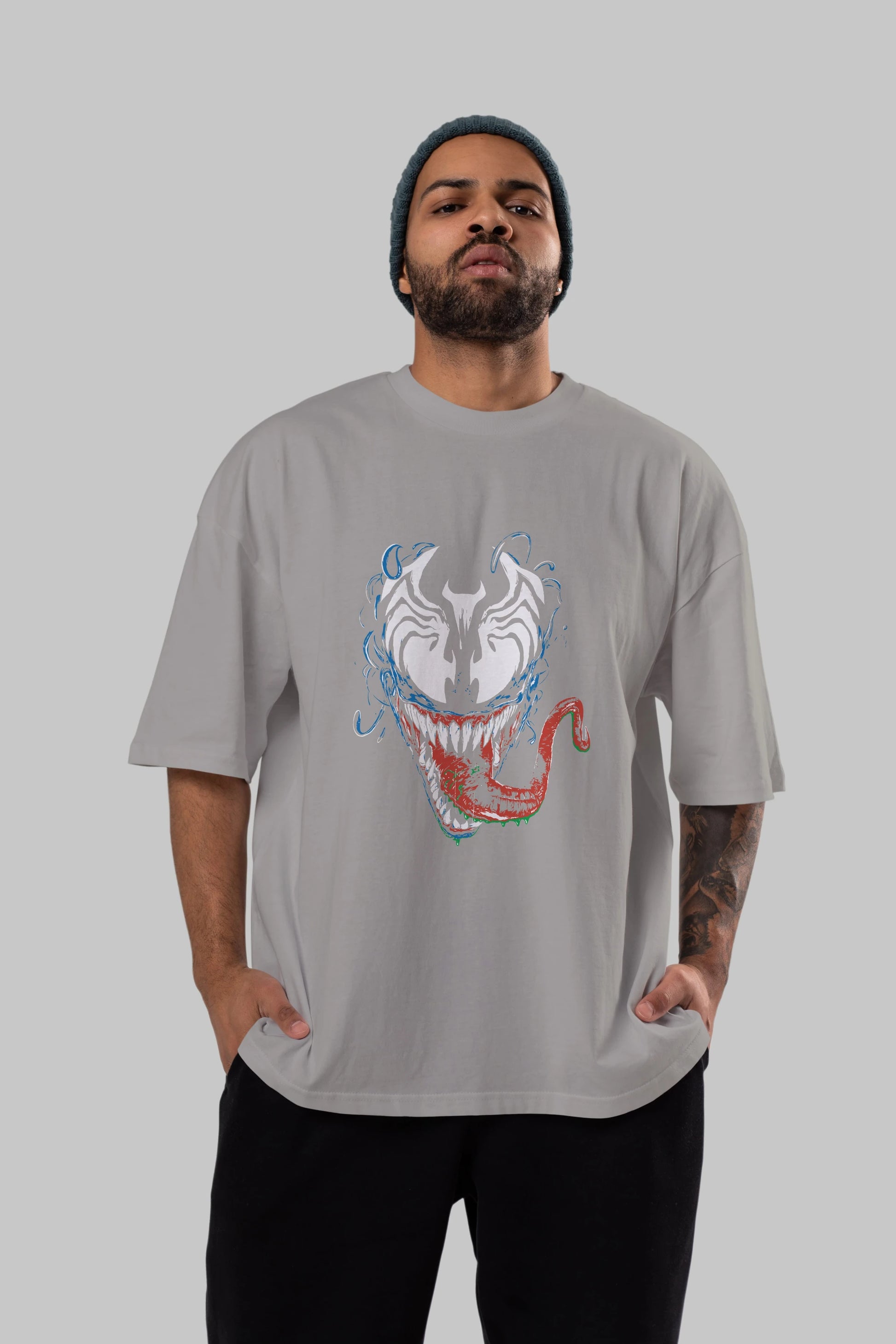 Venom (2) Ön Baskılı Oversize t-shirt Erkek Kadın Unisex %100 Pamuk Bisiklet Yaka tişort