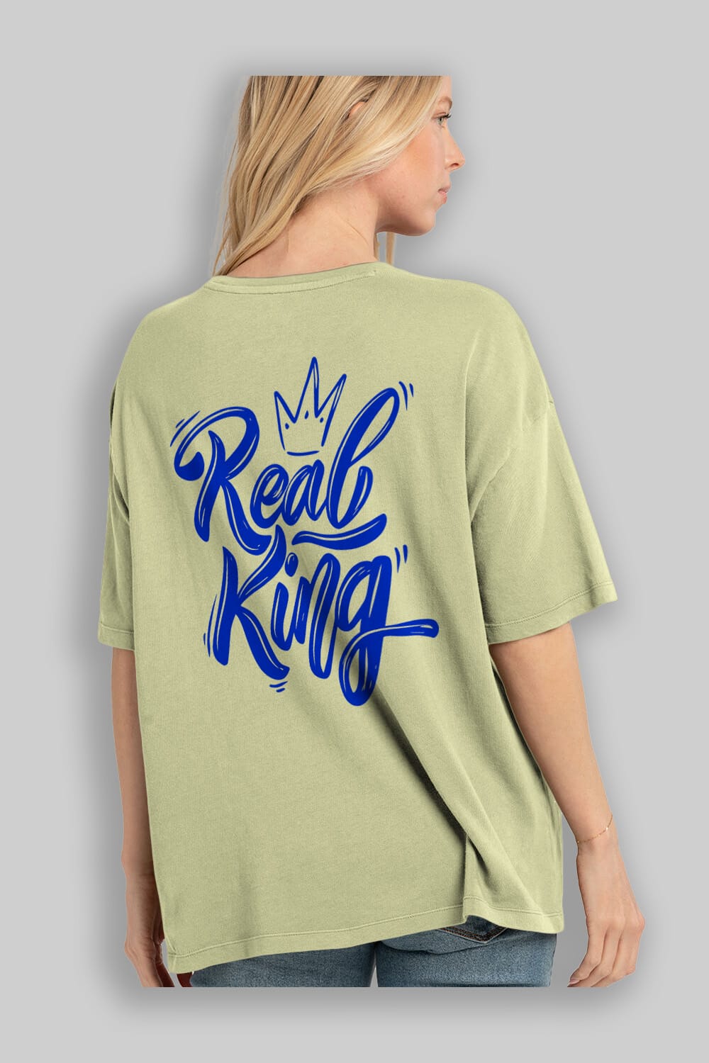 Real King Yazılı Arka Baskılı Oversize t-shirt Erkek Kadın Unisex