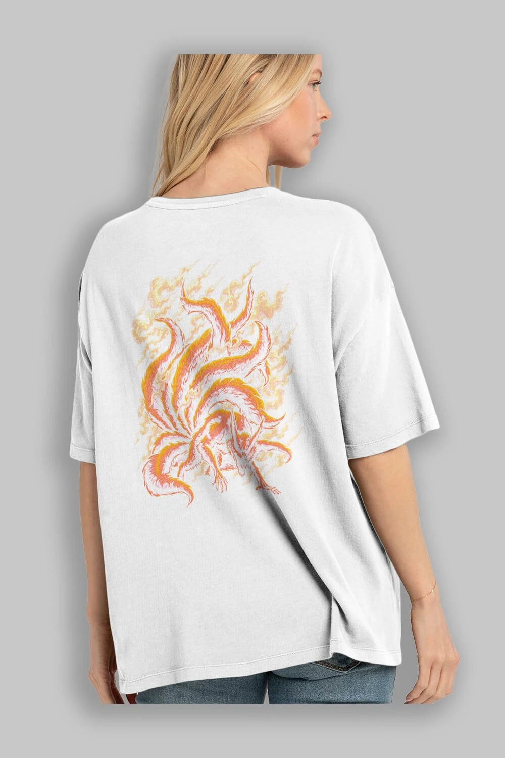 NARUTO KYUUBI Anime Arka Baskılı Oversize t-shirt Erkek Kadın Unisex