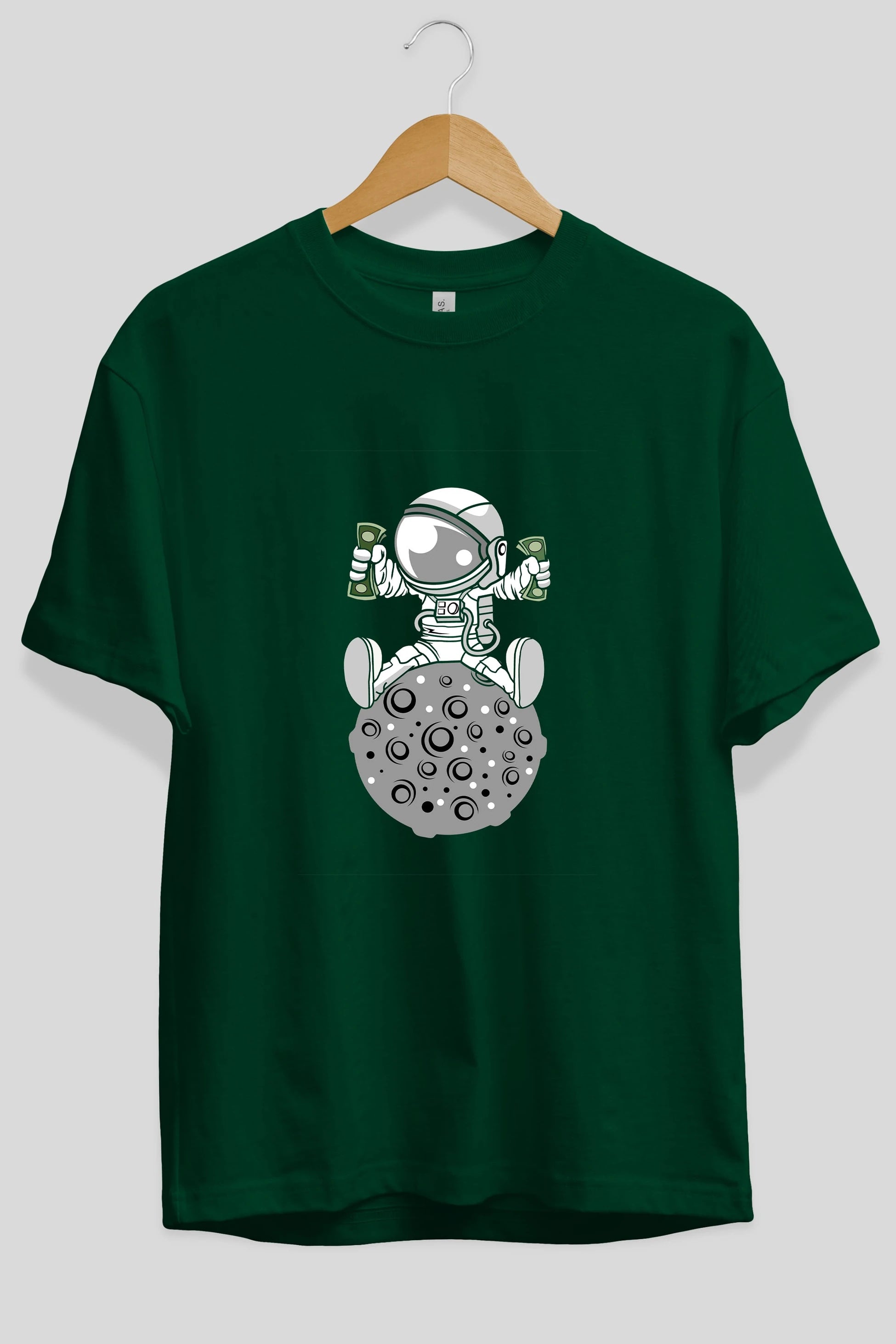 Astronaut Dollar Ön Baskılı Oversize t-shirt Erkek Kadın Unisex %100 Pamuk tişort