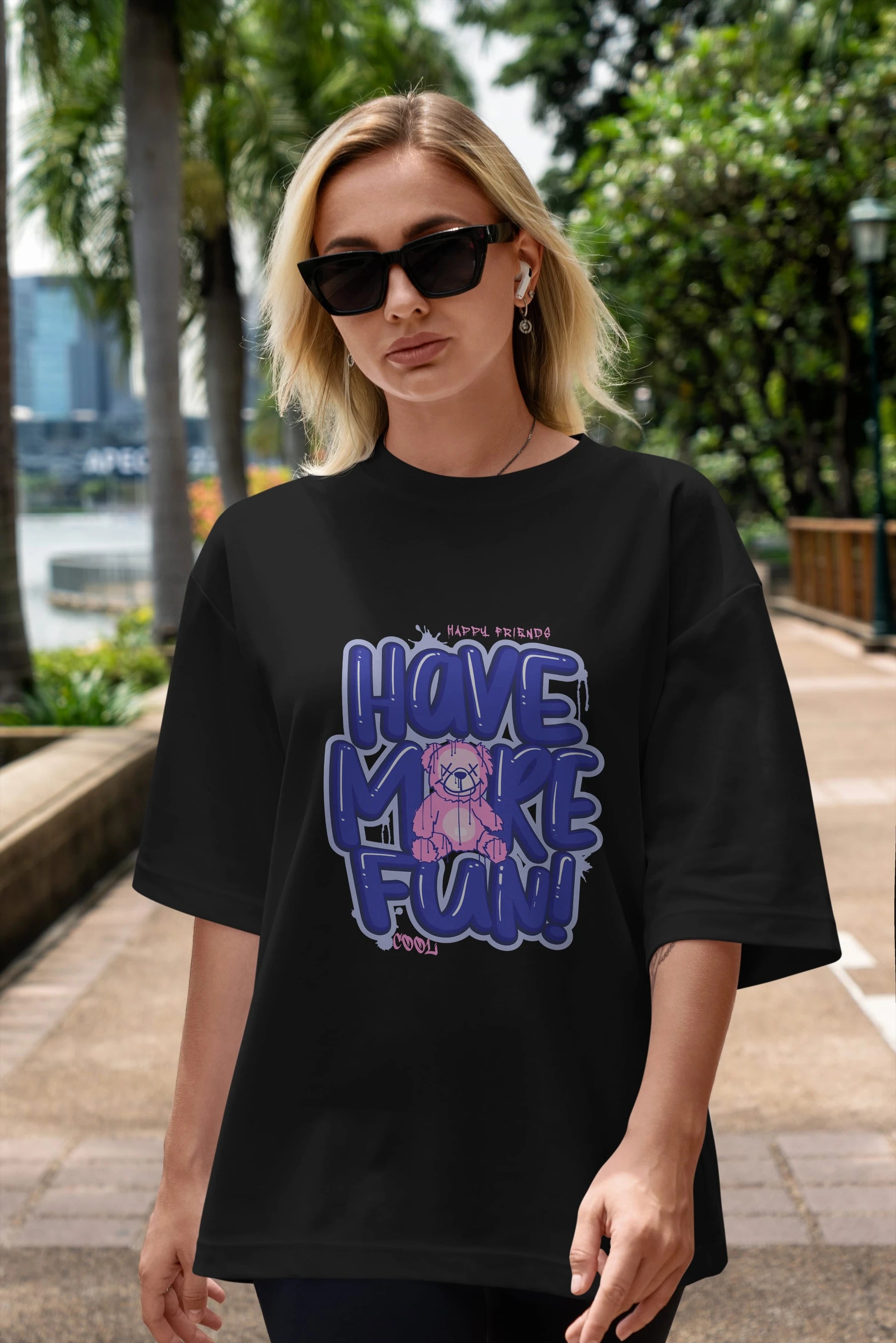 Have More Fun Bear Ön Baskılı Oversize t-shirt Erkek Kadın Unisex