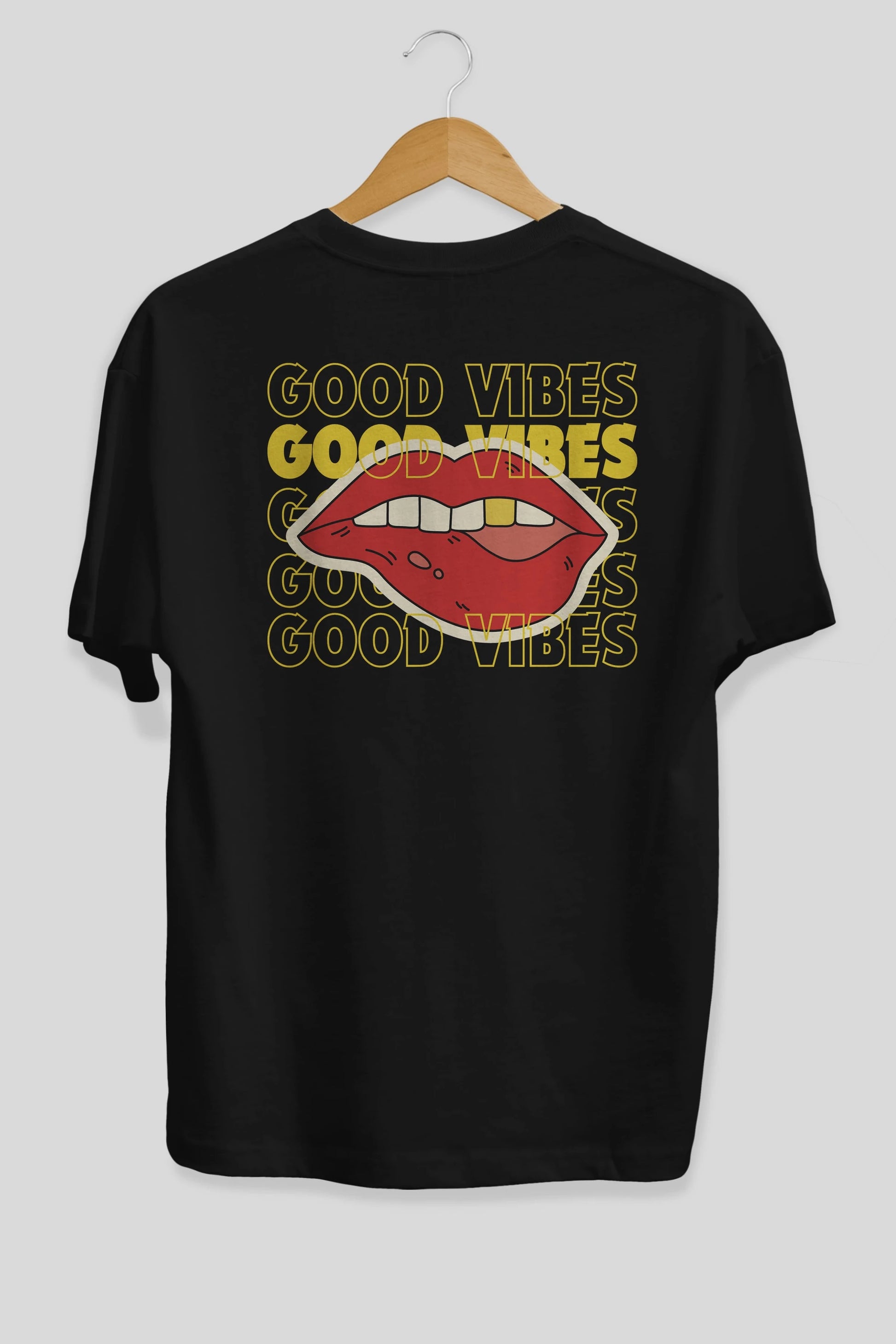 Good Vibes Yazılı 2 Arka Baskılı Oversize t-shirt Erkek Kadın Unisex