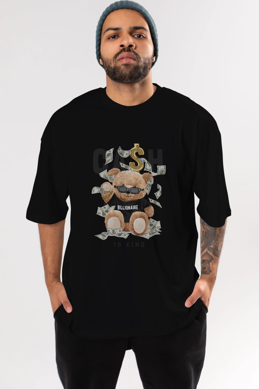 Teddy Bear Billionaire Ön Baskılı Oversize t-shirt Erkek Kadın Unisex %100 Pamuk
