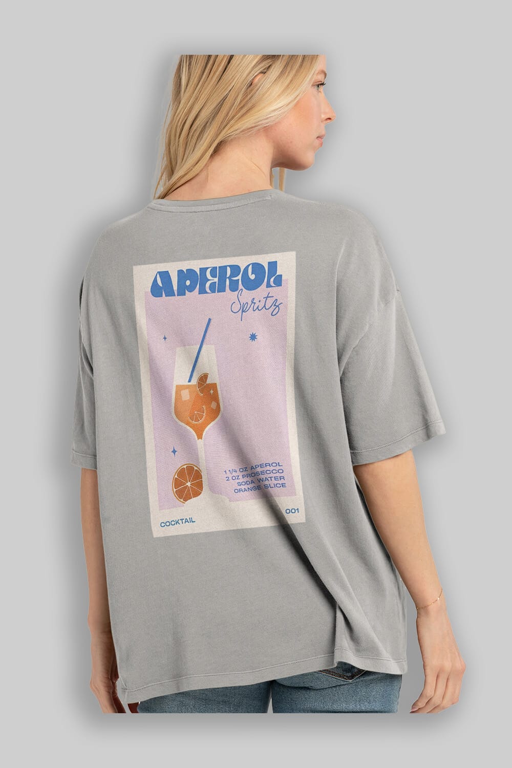 Aperol Spritz Arka Baskılı Oversize t-shirt Erkek Kadın Unisex %100 Pamuk Bisiklet Yaka tişort