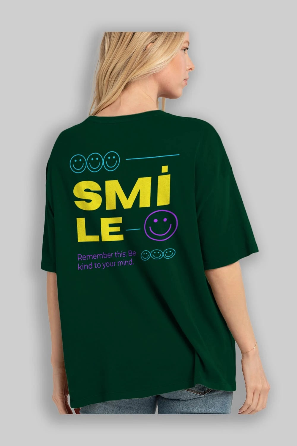 Smile Yazılı 2 Arka Baskılı Oversize t-shirt Erkek Kadın Unisex