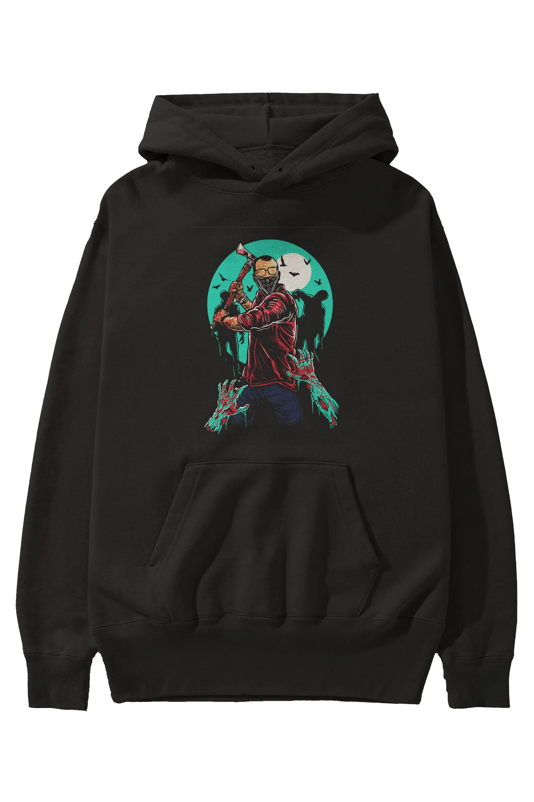 Zombie Killer Ön Baskılı Hoodie Oversize Kapüşonlu Sweatshirt Erkek Kadın Unisex