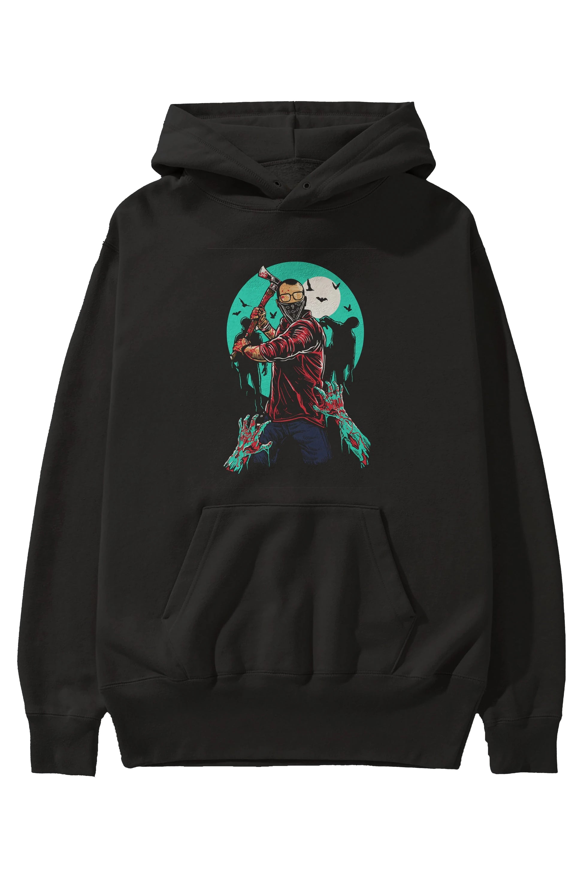 Zombie Killer Ön Baskılı Hoodie Oversize Kapüşonlu Sweatshirt Erkek Kadın Unisex