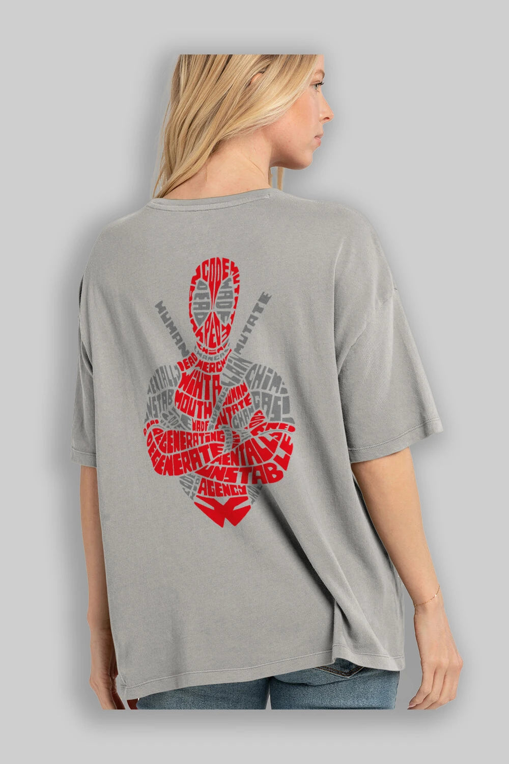 Deadpool (16) Arka Baskılı Oversize t-shirt Erkek Kadın Unisex %100 Pamuk Bisiklet Yaka tişort