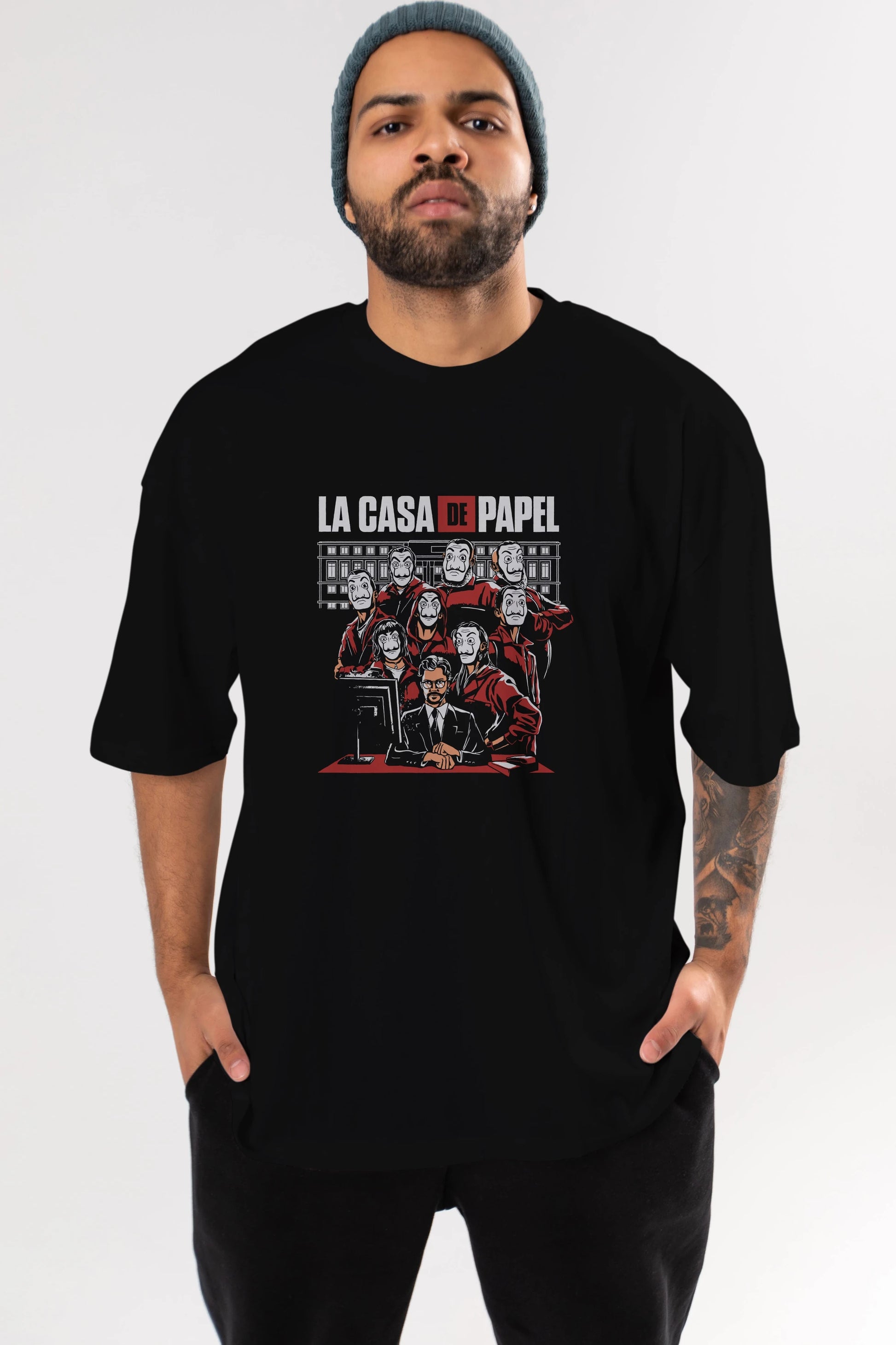 La Casa De Papel (5) Ön Baskılı Oversize t-shirt Erkek Kadın Unisex %100 Pamuk Bisiklet Yaka tişort