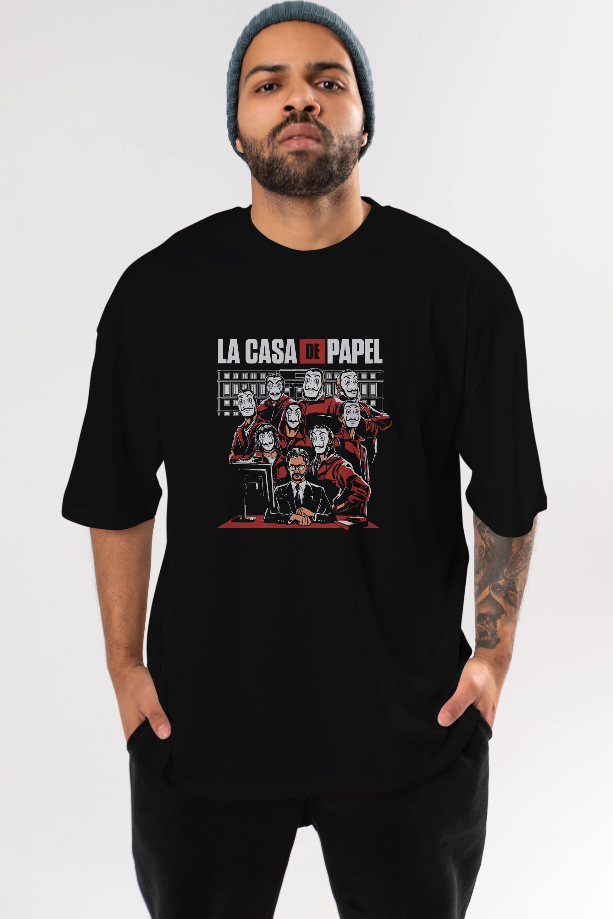 La Casa De Papel (5) Ön Baskılı Oversize t-shirt Erkek Kadın Unisex %100 Pamuk Bisiklet Yaka tişort