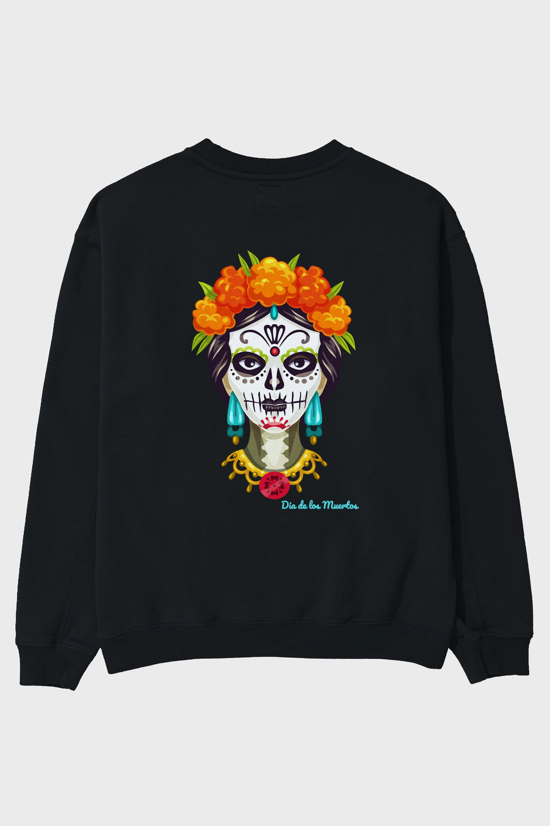 Dia de los Muertos 2 Arka Baskılı Oversize Sweatshirt Erkek Kadın Unisex