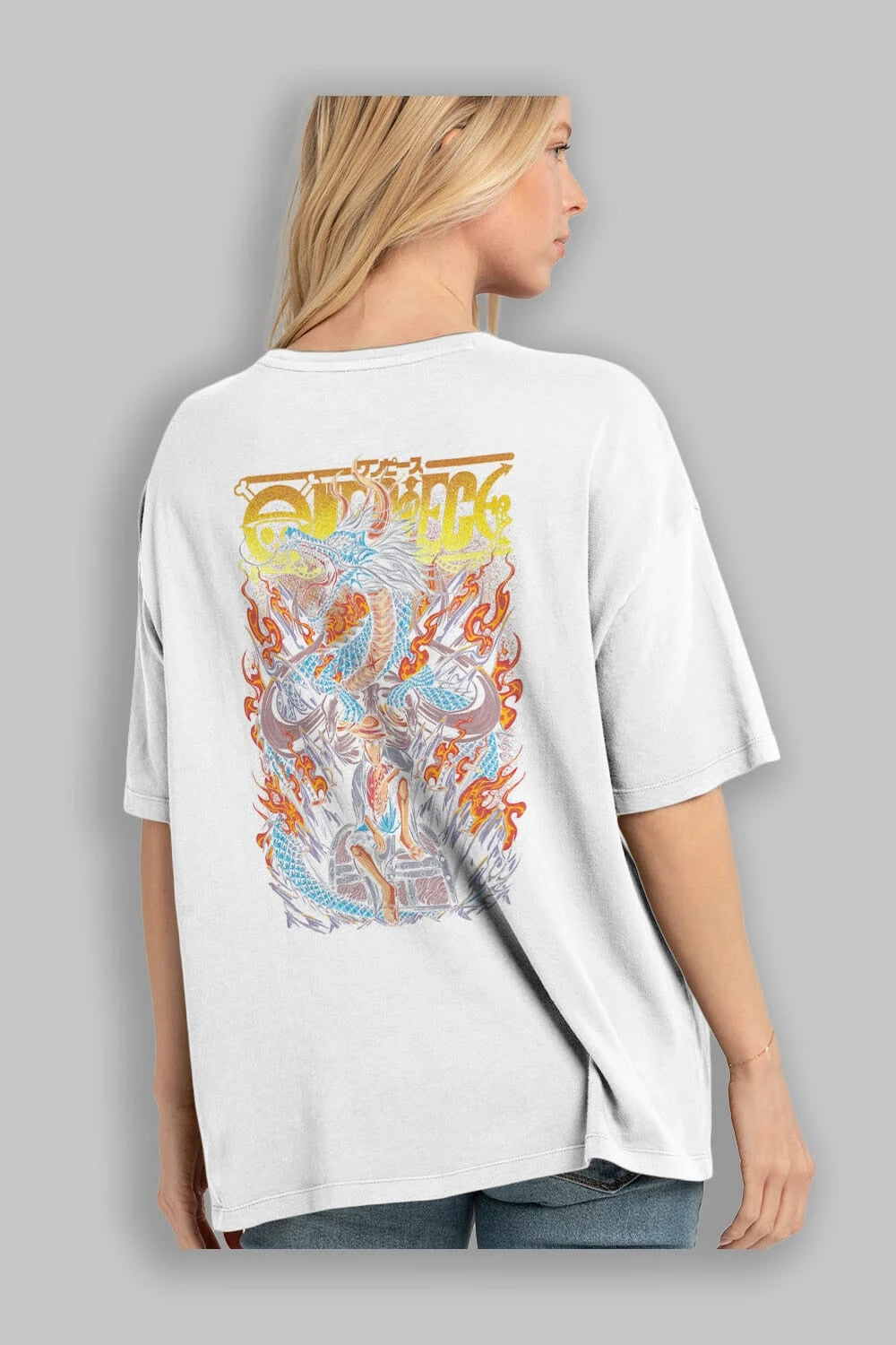 MONKEY D. LUFF-ONE PIECE Anime Arka Baskılı Oversize t-shirt Erkek Kadın Unisex