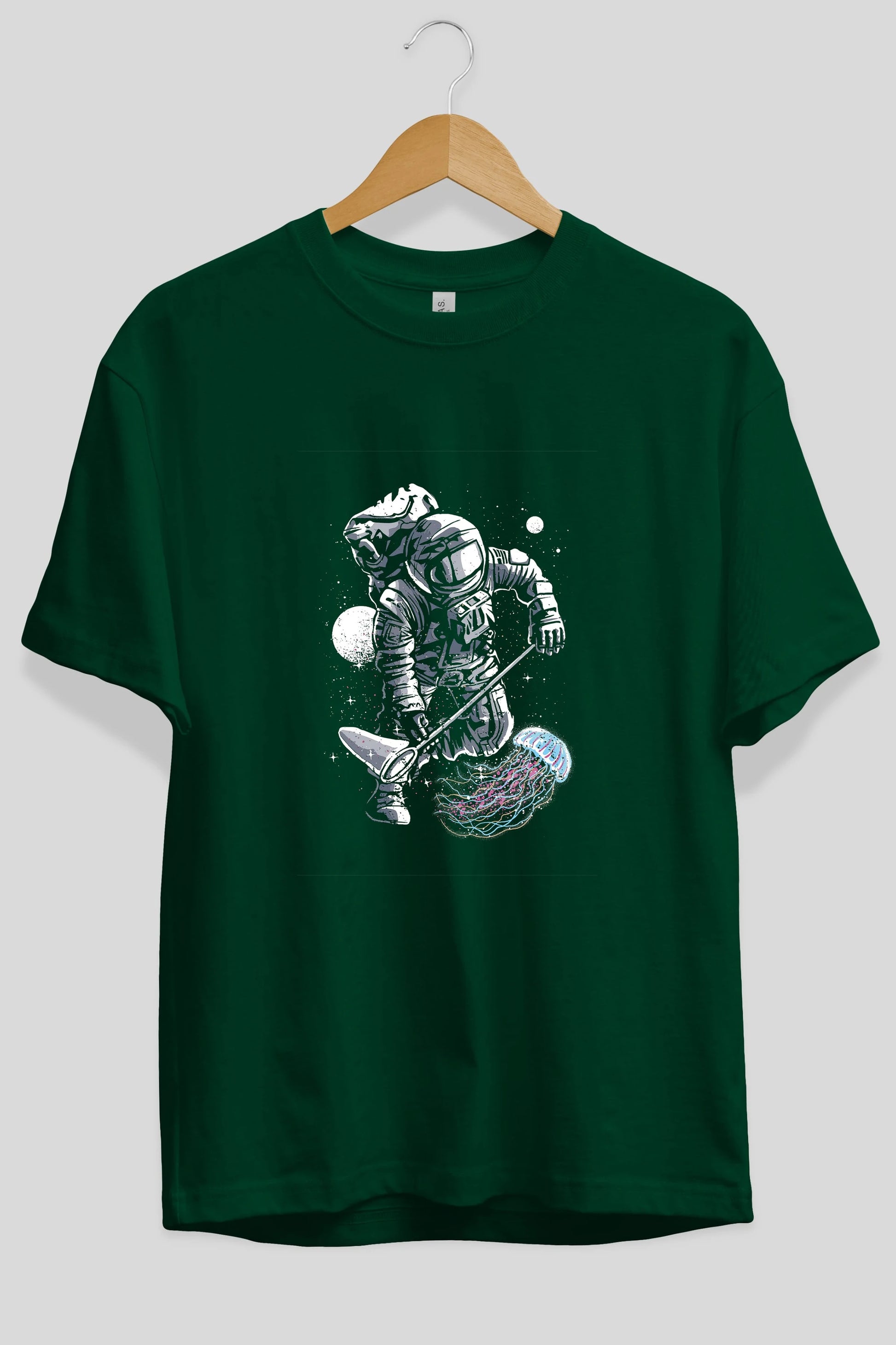 Astronaut Jellyfish Ön Baskılı Oversize t-shirt Erkek Kadın Unisex %100 Pamuk tişort