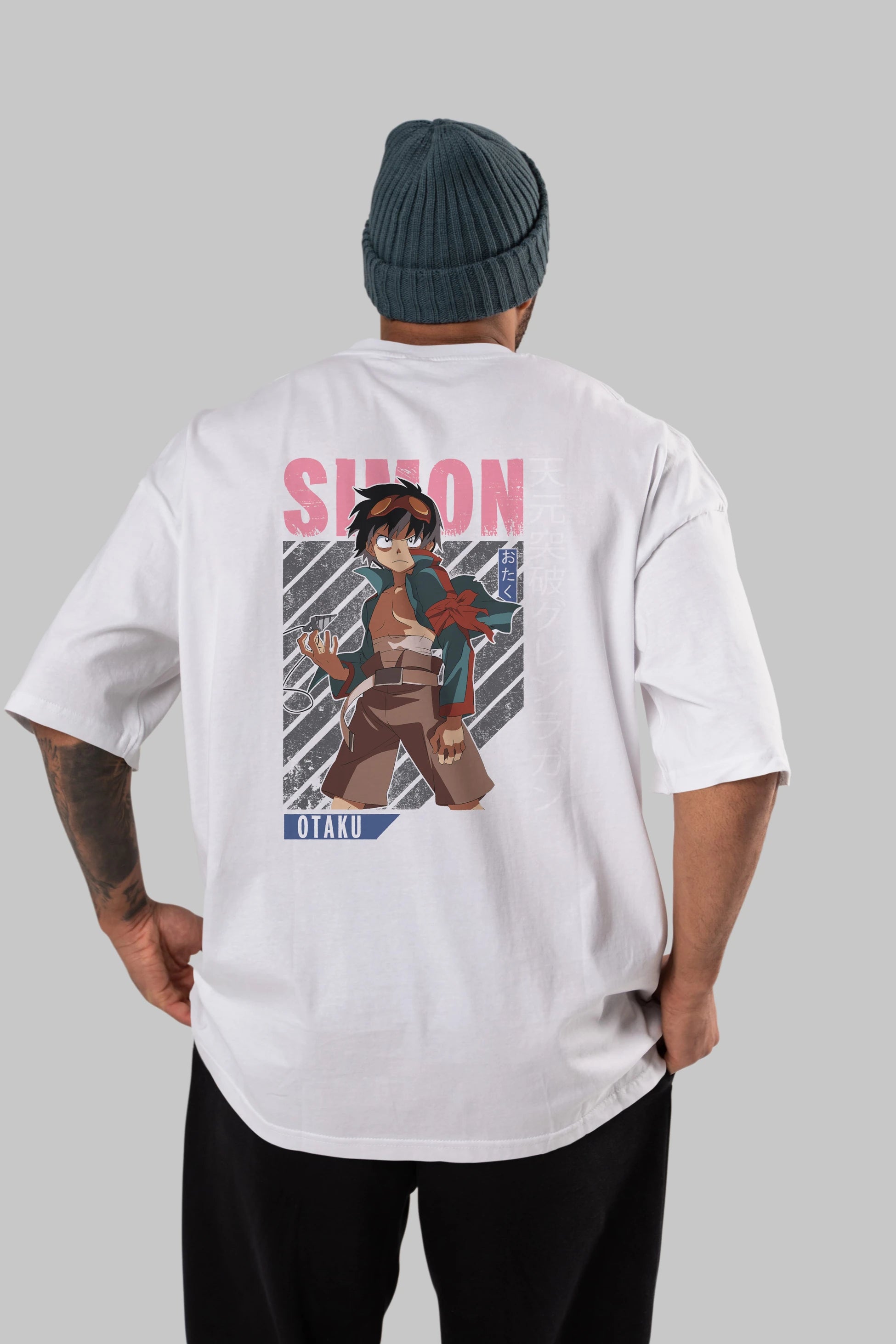 Simon 5 Anime Arka Baskılı Oversize t-shirt Erkek Kadın Unisex