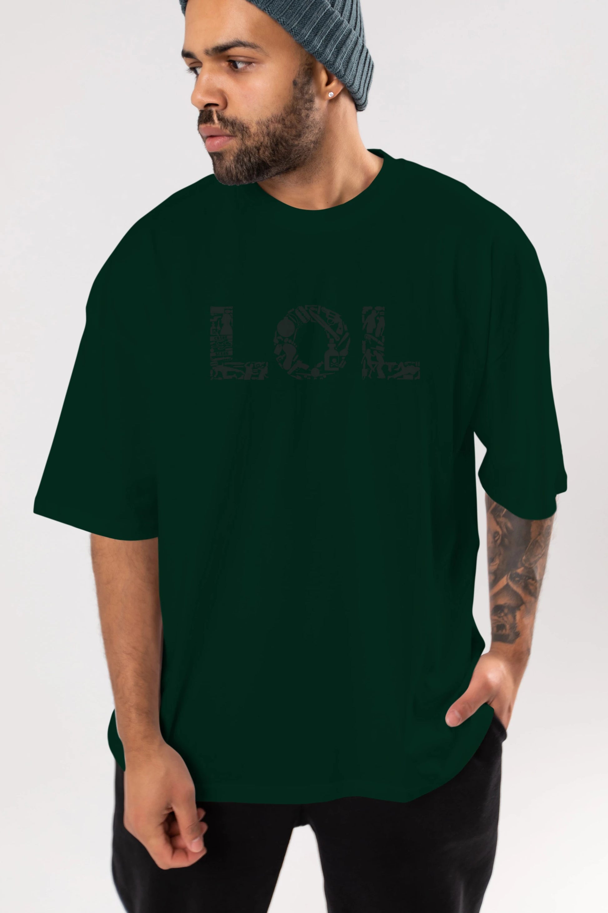 LOL Ön Baskılı Oversize t-shirt %100 pamuk Erkek Kadın Unisex