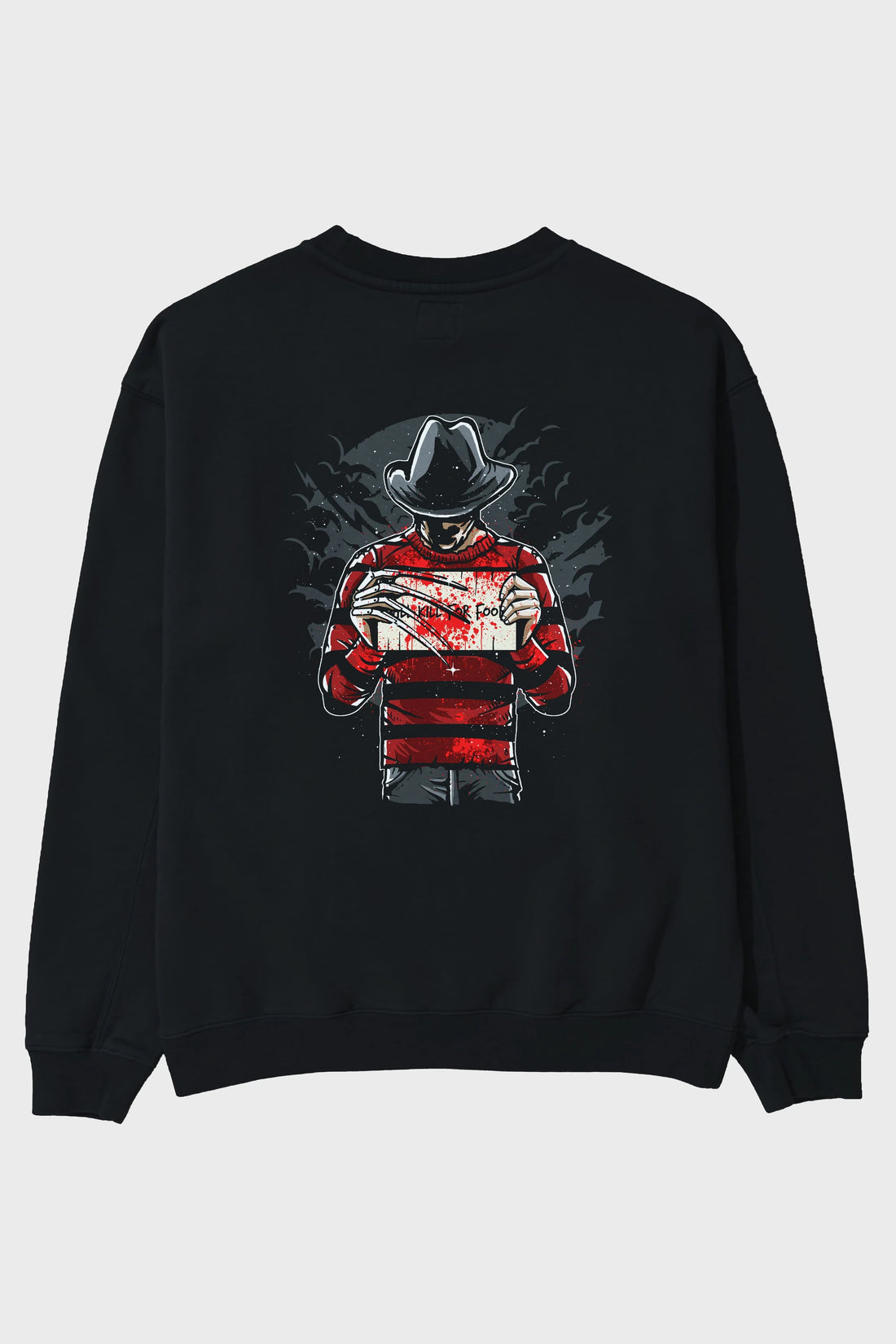 Freddy Will Kill For Food Arka Baskılı Oversize Sweatshirt Erkek Kadın Unisex
