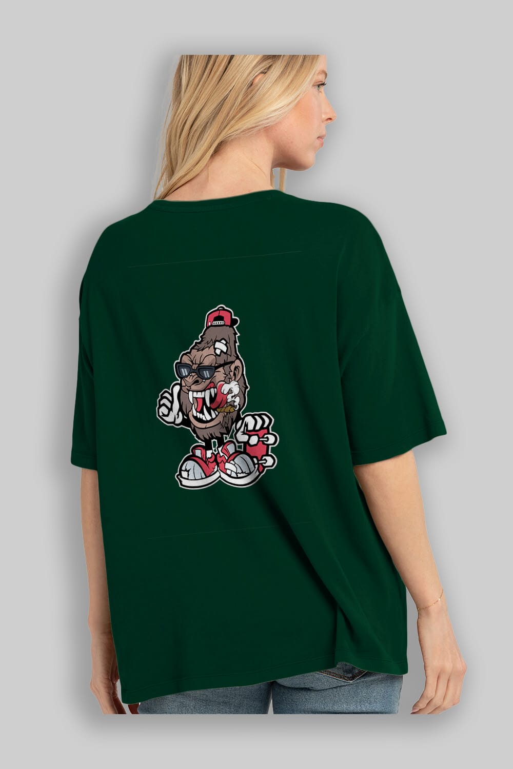 Gorilla Skater Arka Baskılı Oversize t-shirt Erkek Kadın Unisex %100 Pamuk tişort