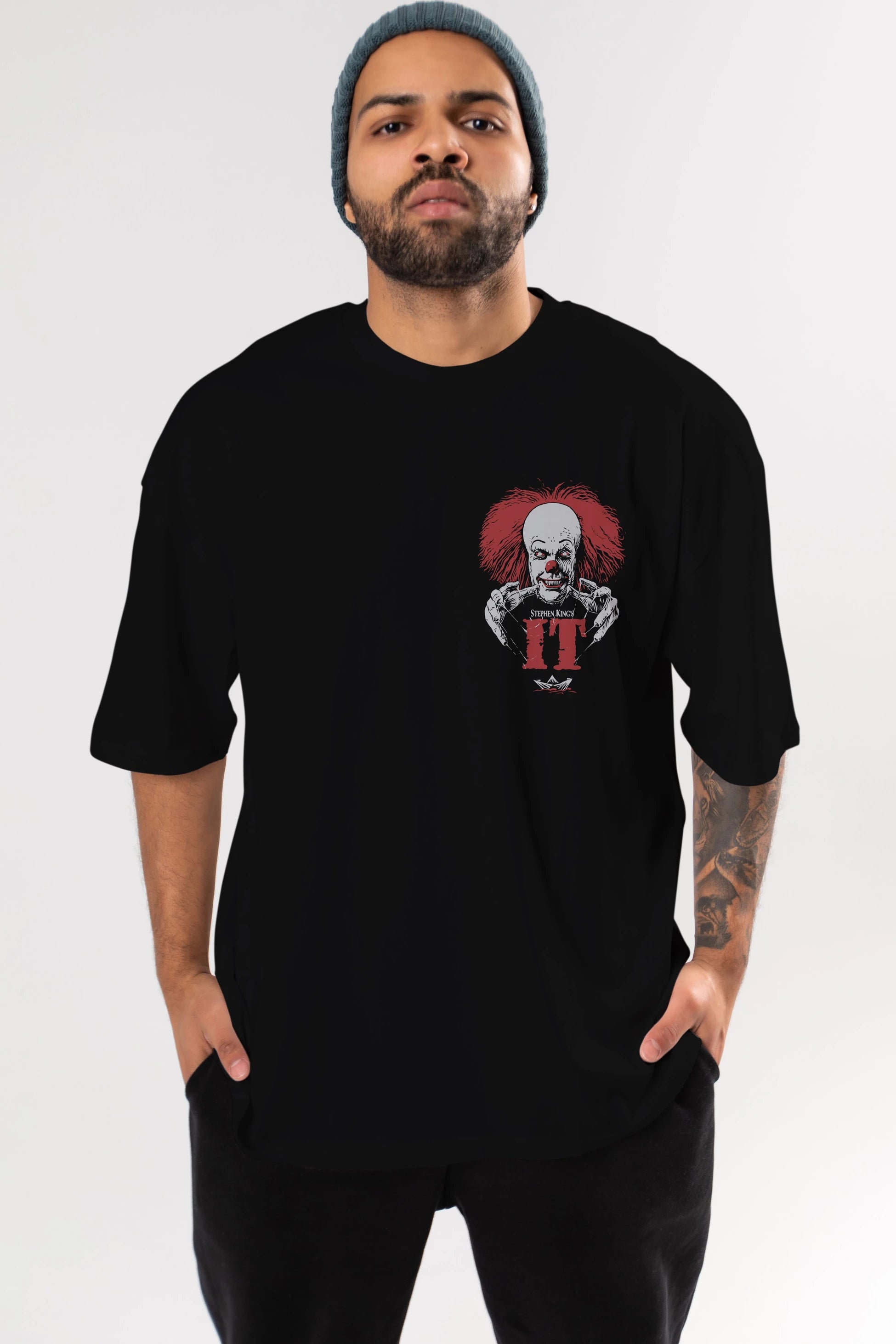it Ön Sol Baskılı Oversize t-shirt Erkek Kadın Unisex %100 Pamuk Bisiklet Yaka tişort