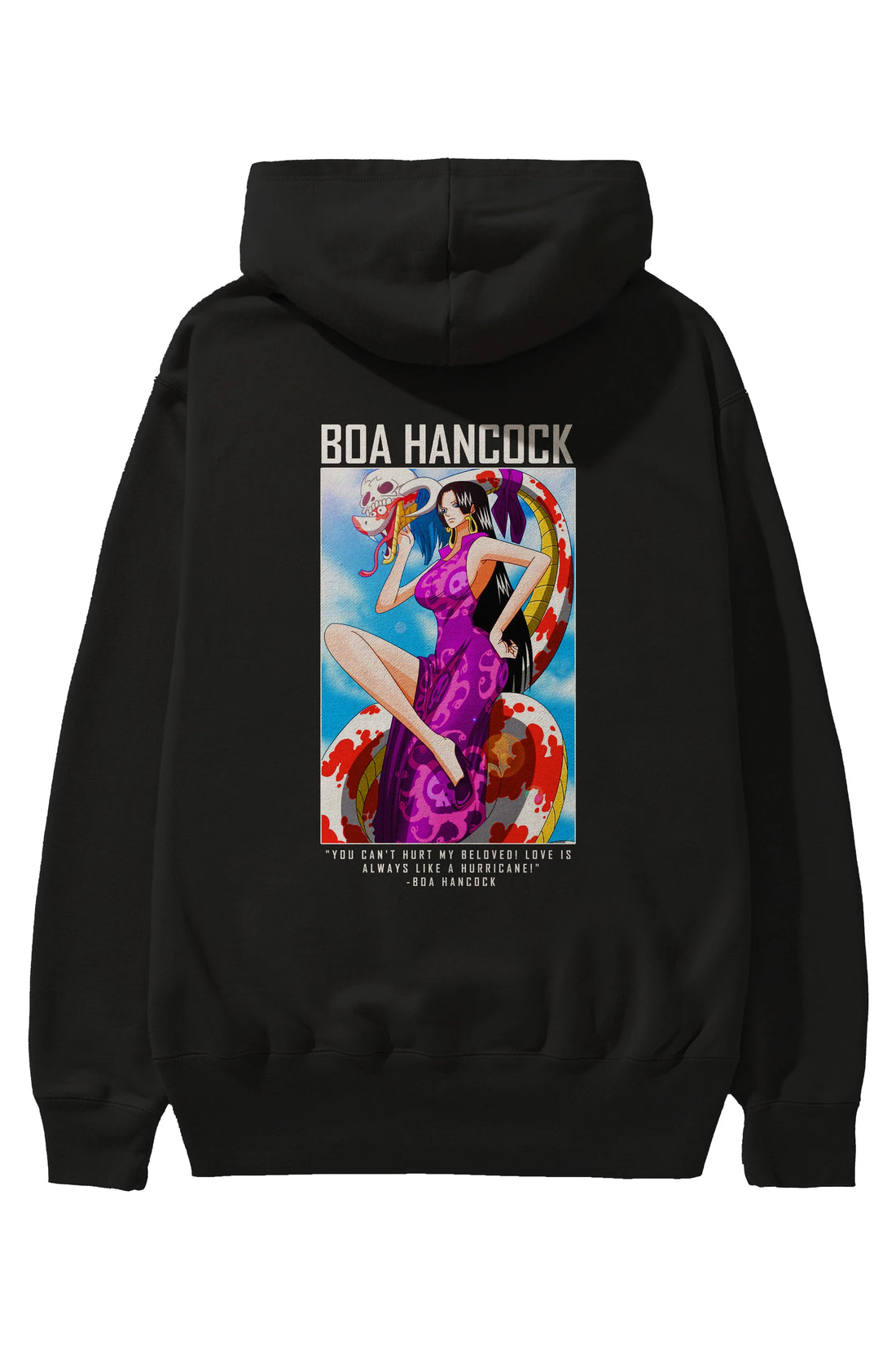 Boa Hancock Anime Arka Baskılı Hoodie Oversize Kapüşonlu Sweatshirt Erkek Kadın Unisex