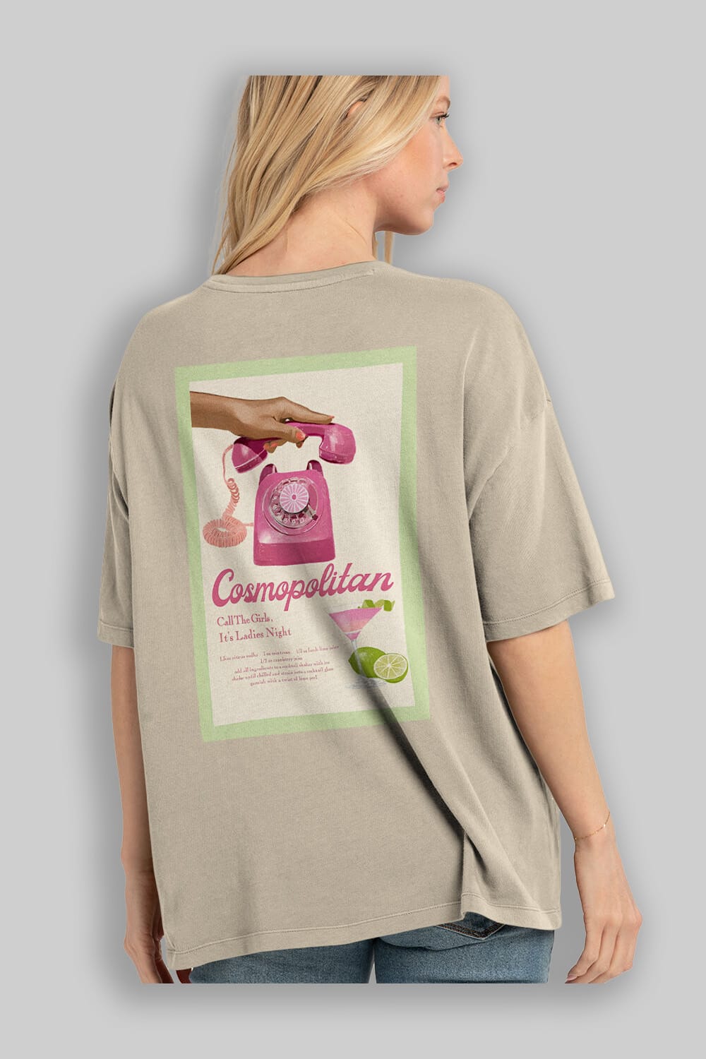 Cosmopolitan 5 Arka Baskılı Oversize t-shirt Erkek Kadın Unisex %100 Pamuk Bisiklet Yaka tişort
