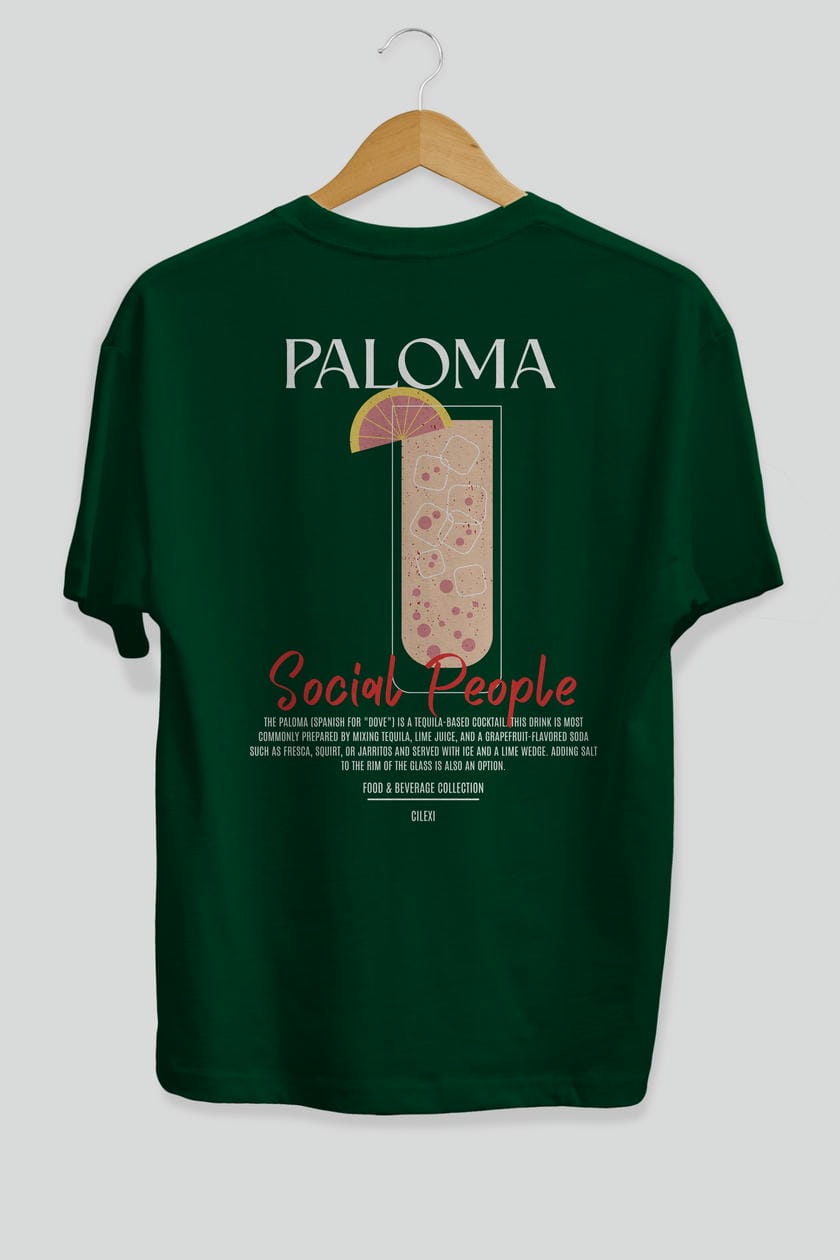 Paloma Kokteyl Serisi Baskılı Oversize t-shirt Erkek Kadın Unisex %100 Pamuk Bisiklet Yaka tişort