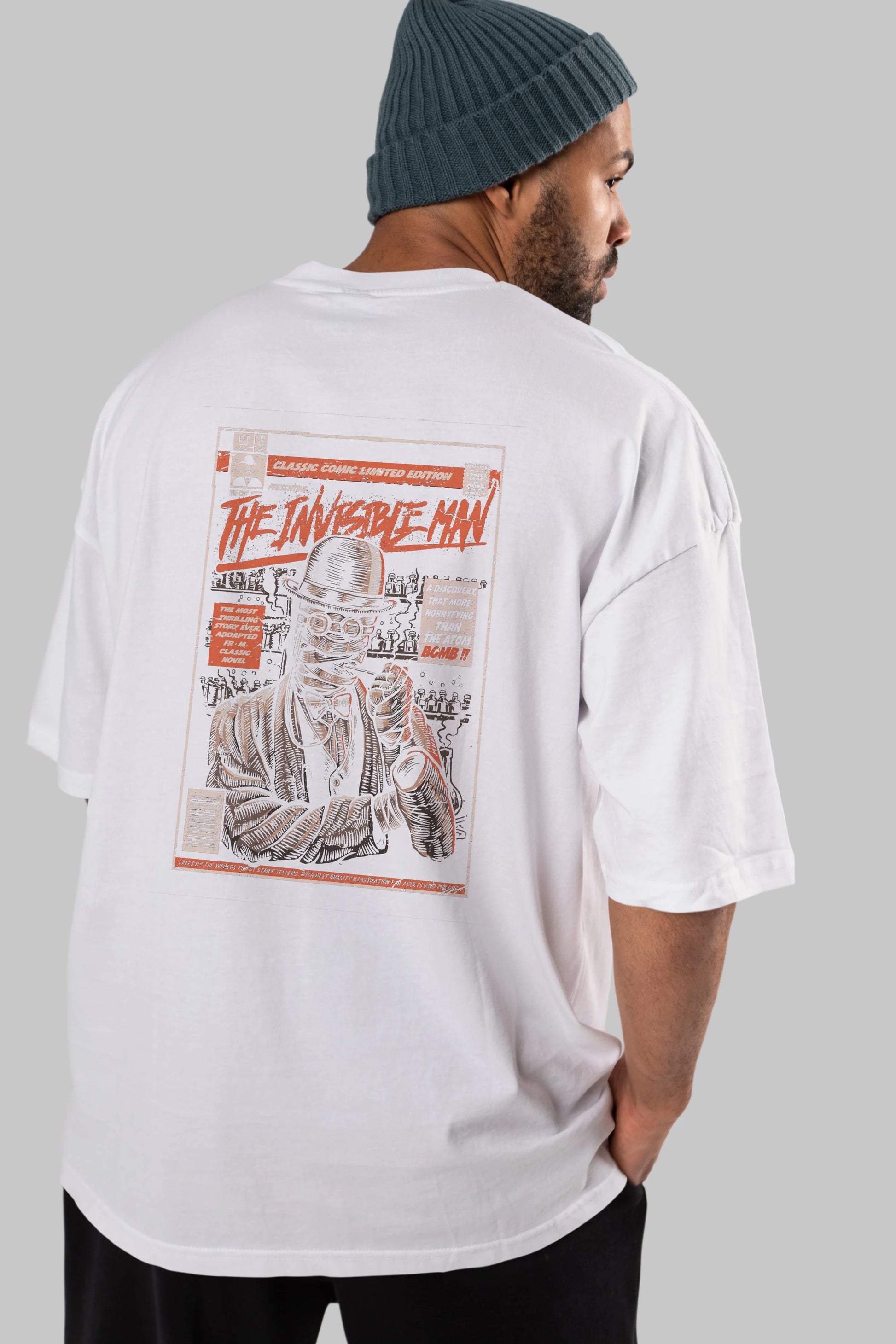 The Invisible Man Arka Baskılı Oversize t-shirt Erkek Kadın Unisex %100 Pamuk
