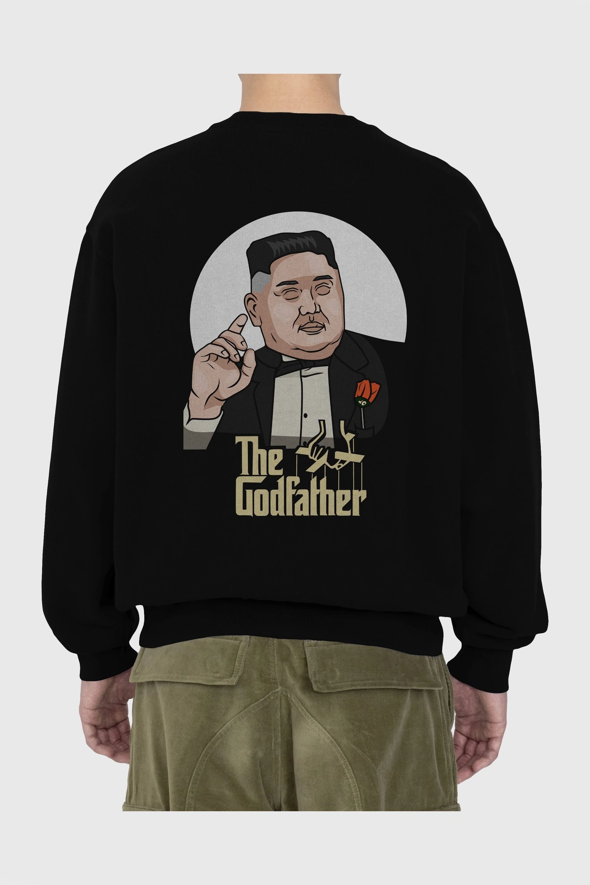 Godfather Jong Un Arka Baskılı Oversize Sweatshirt Erkek Kadın Unisex