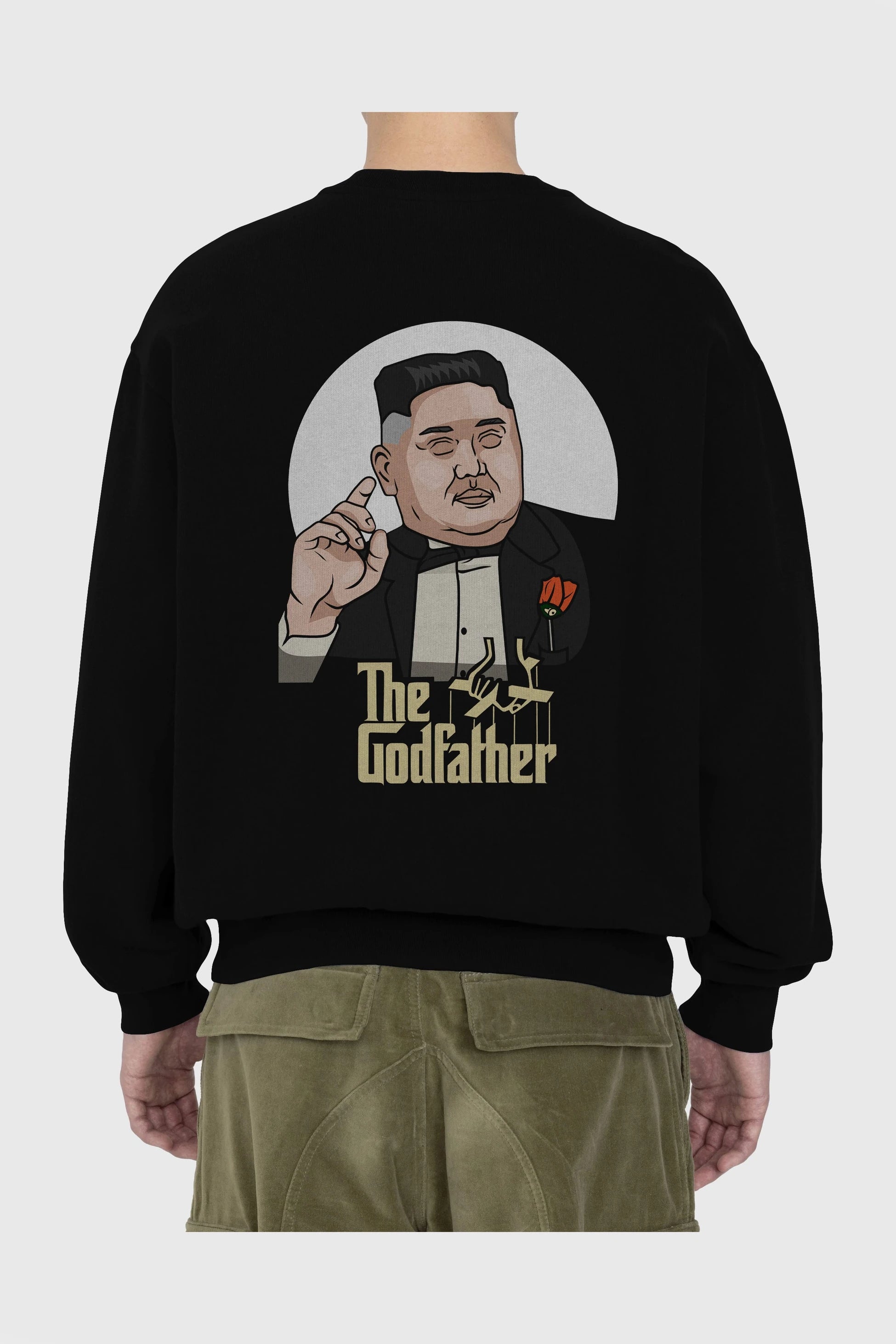 Godfather Jong Un Arka Baskılı Oversize Sweatshirt Erkek Kadın Unisex