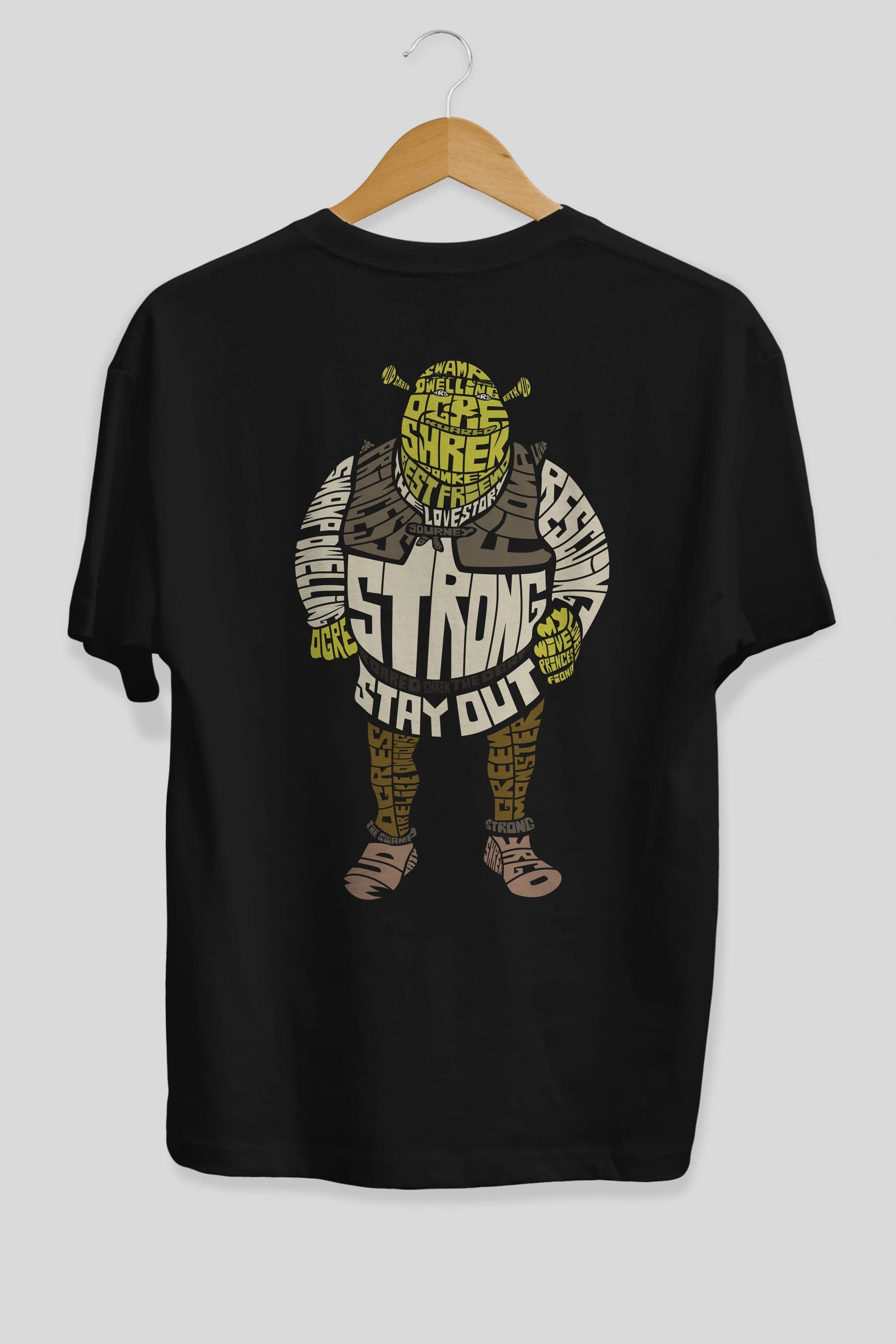 Shrek Arka Baskılı Oversize t-shirt %100 pamuk Erkek Kadın Unisex