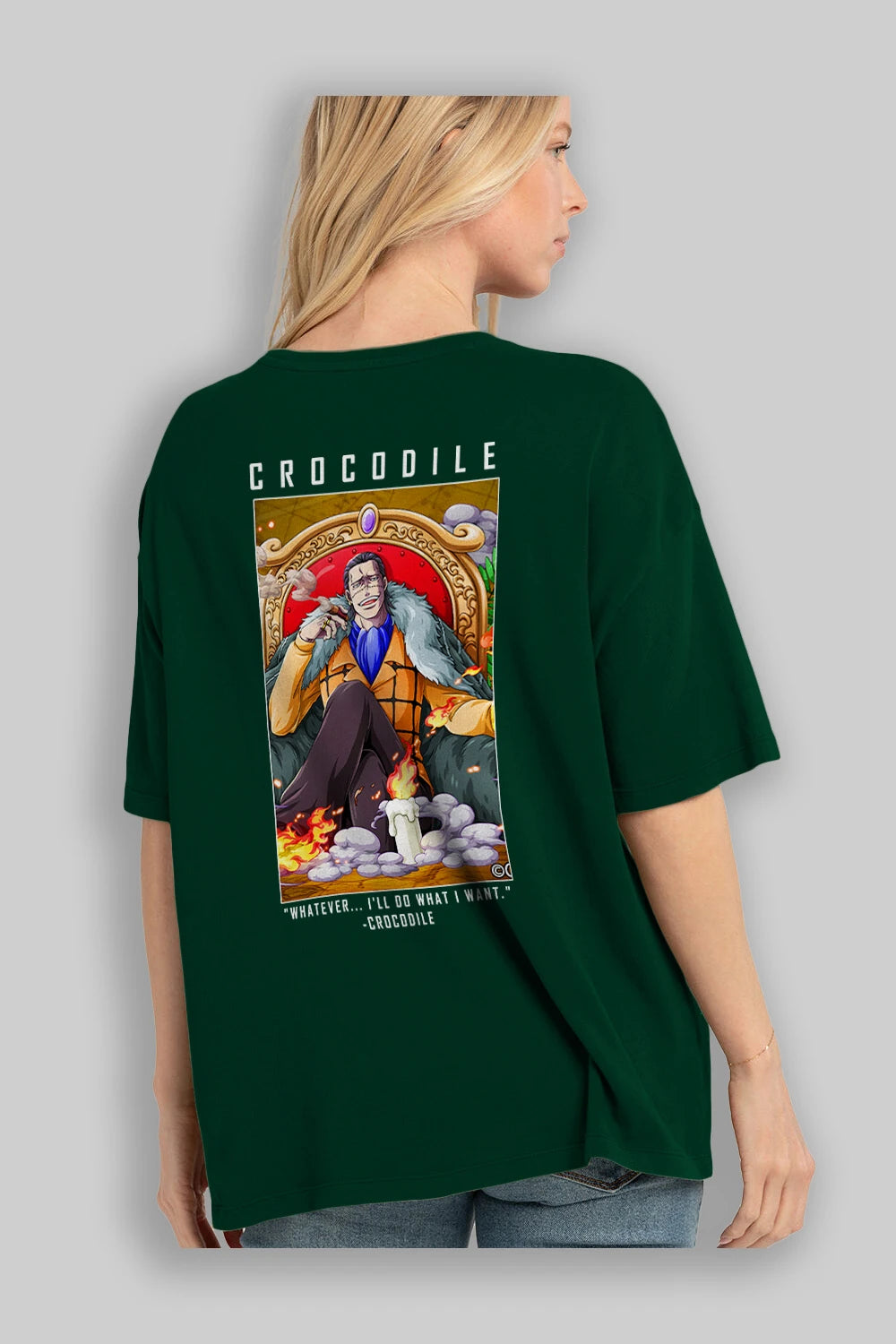 Crocodile Anime Arka Baskılı Oversize t-shirt Erkek Kadın Unisex %100 pamuk tişort