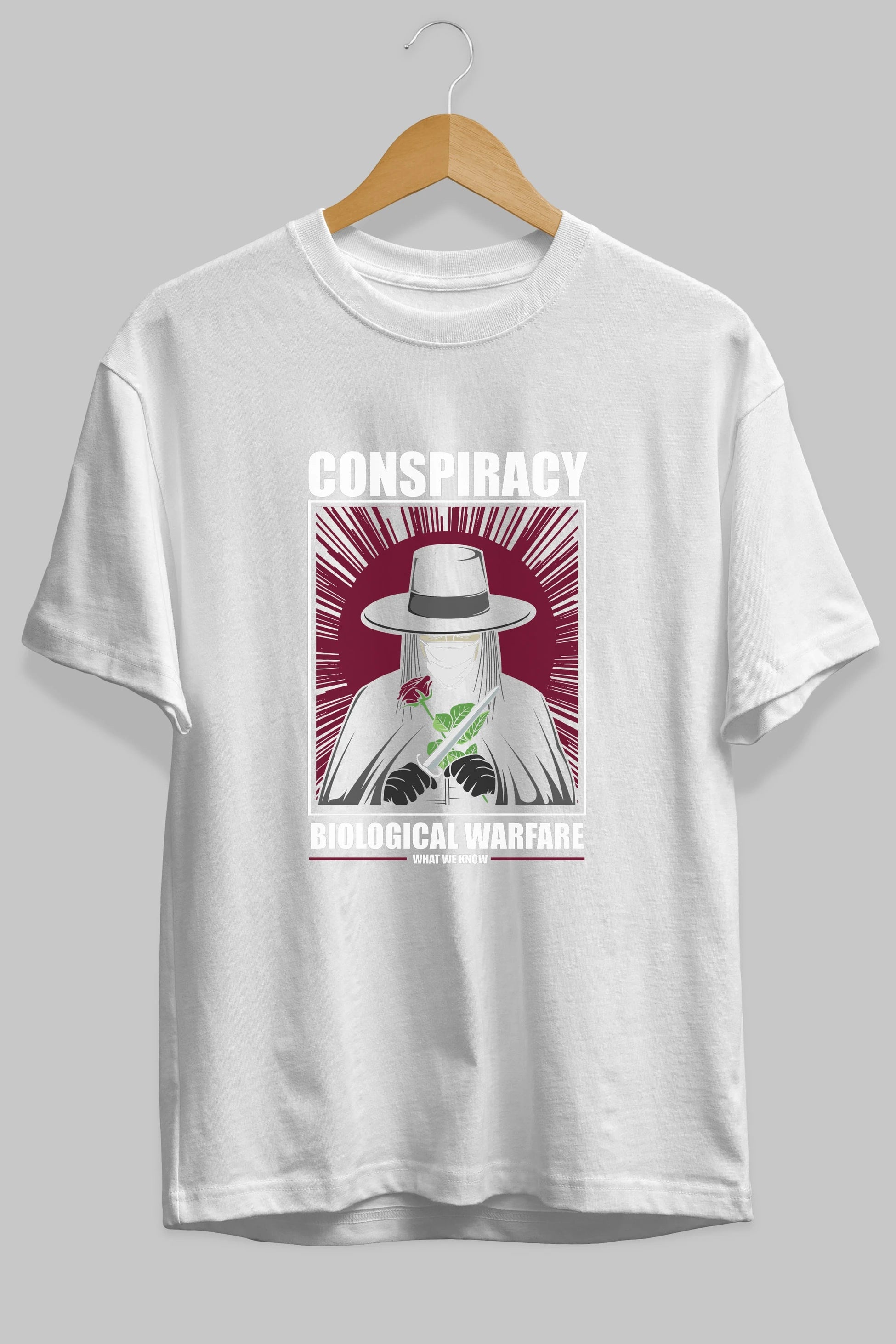 Vendetta Masker Ön Baskılı Oversize t-shirt Erkek Kadın Unisex %100 Pamuk tişort