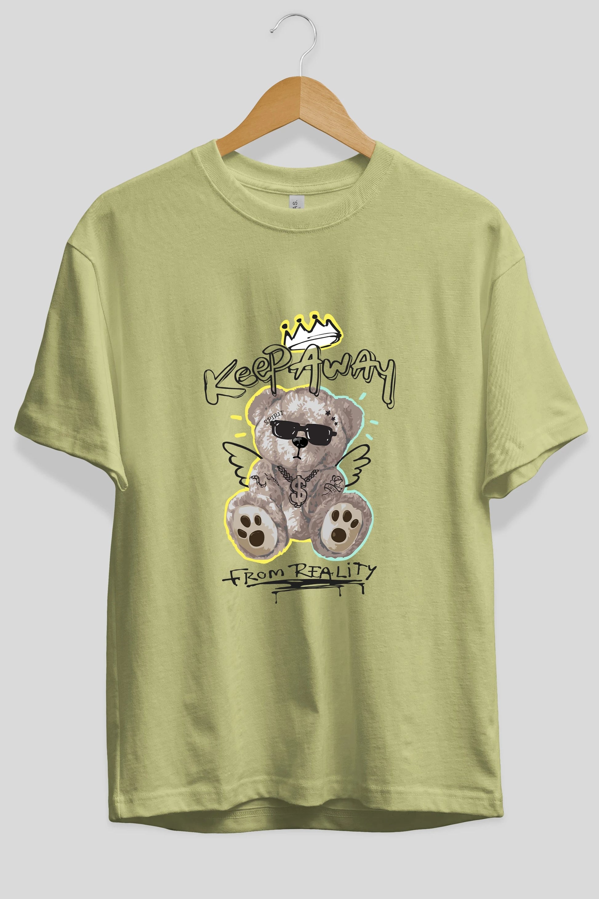 Keep Away Bear 2 Ön Baskılı Oversize t-shirt Erkek Kadın Unisex