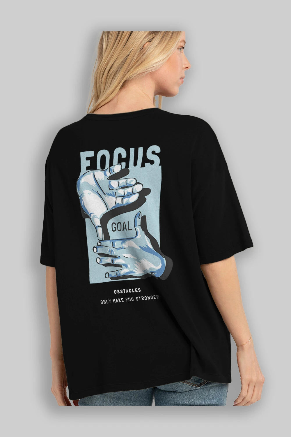 Focus Goal Arka Baskılı Oversize t-shirt Erkek Kadın Unisex