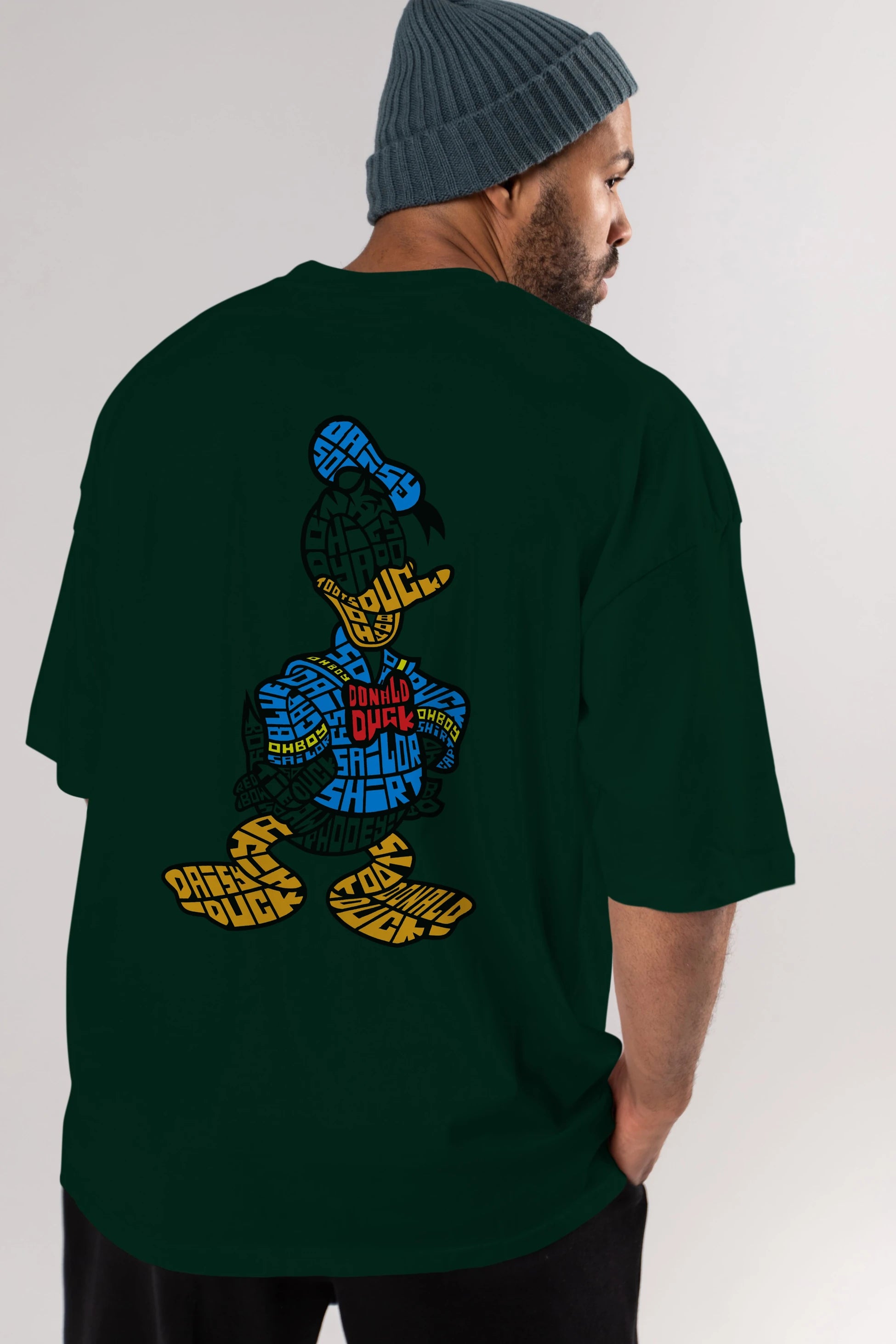 Donald Arka Baskılı Oversize t-shirt %100 pamuk Erkek Kadın Unisex