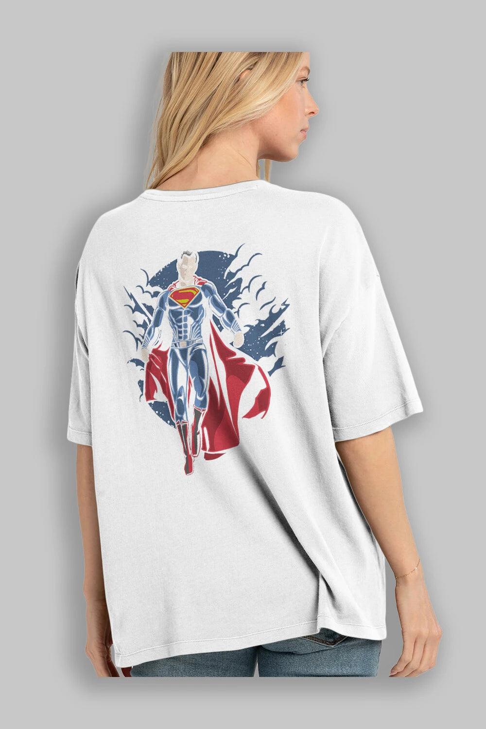 SUPERMAN Arka Baskılı Oversize t-shirt Erkek Kadın Unisex %100 Pamuk