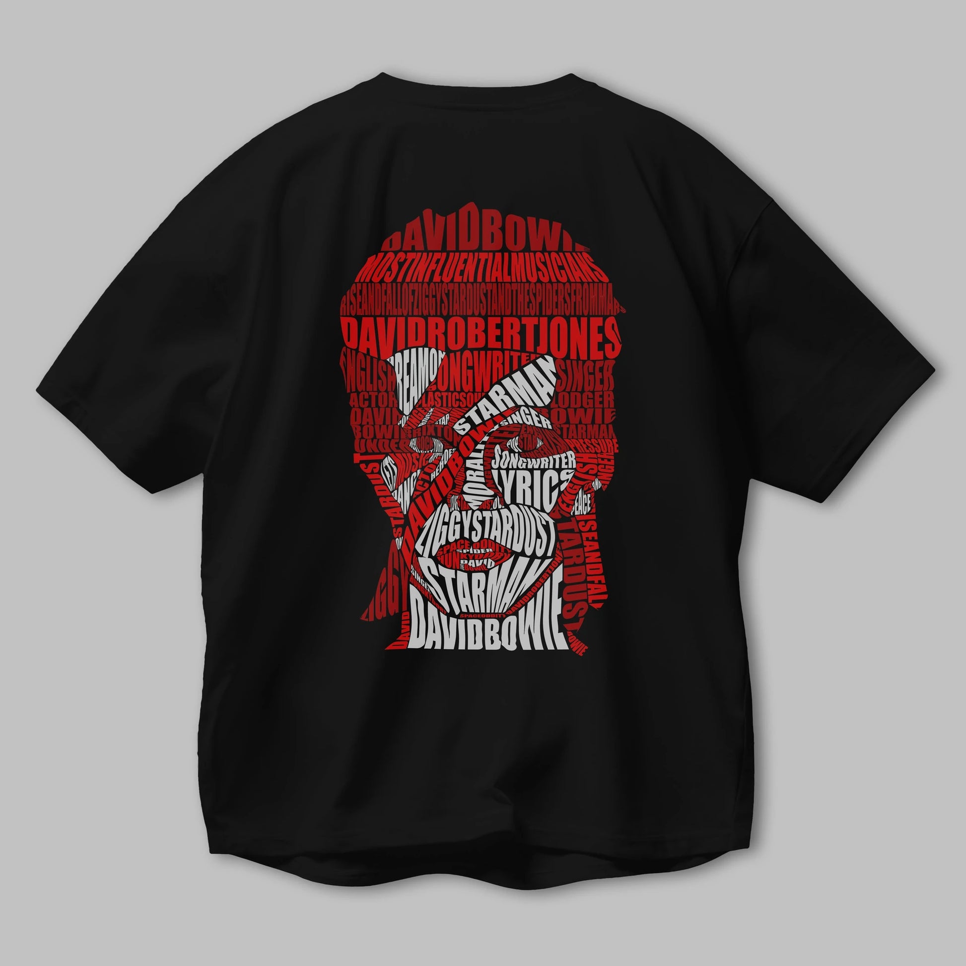 David Bowie Calligram Arka Baskılı Oversize t-shirt %100 pamuk Erkek Kadın Unisex