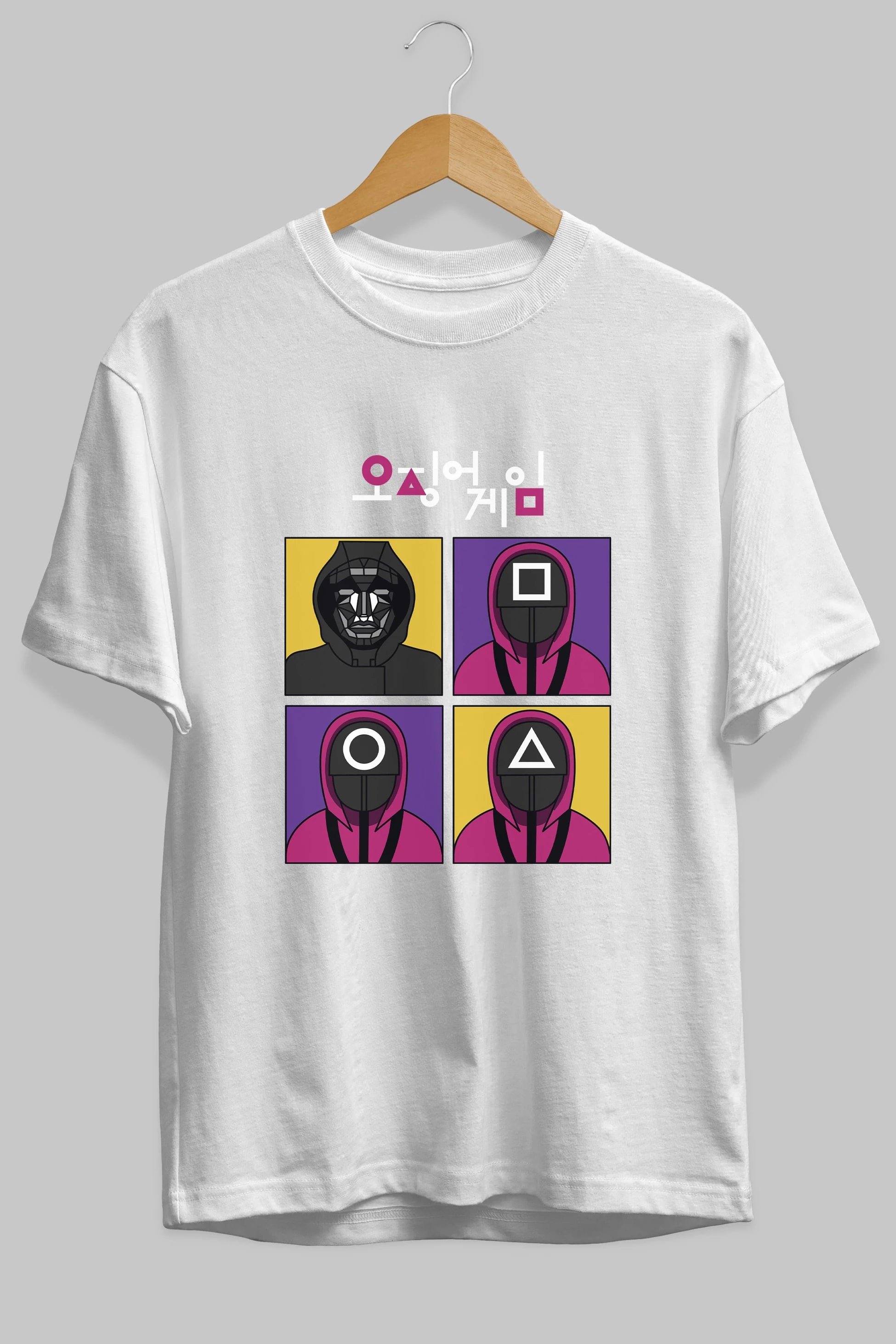 Squid Game (1) Ön Baskılı Oversize t-shirt Erkek Kadın Unisex %100 Pamuk Bisiklet Yaka tişort