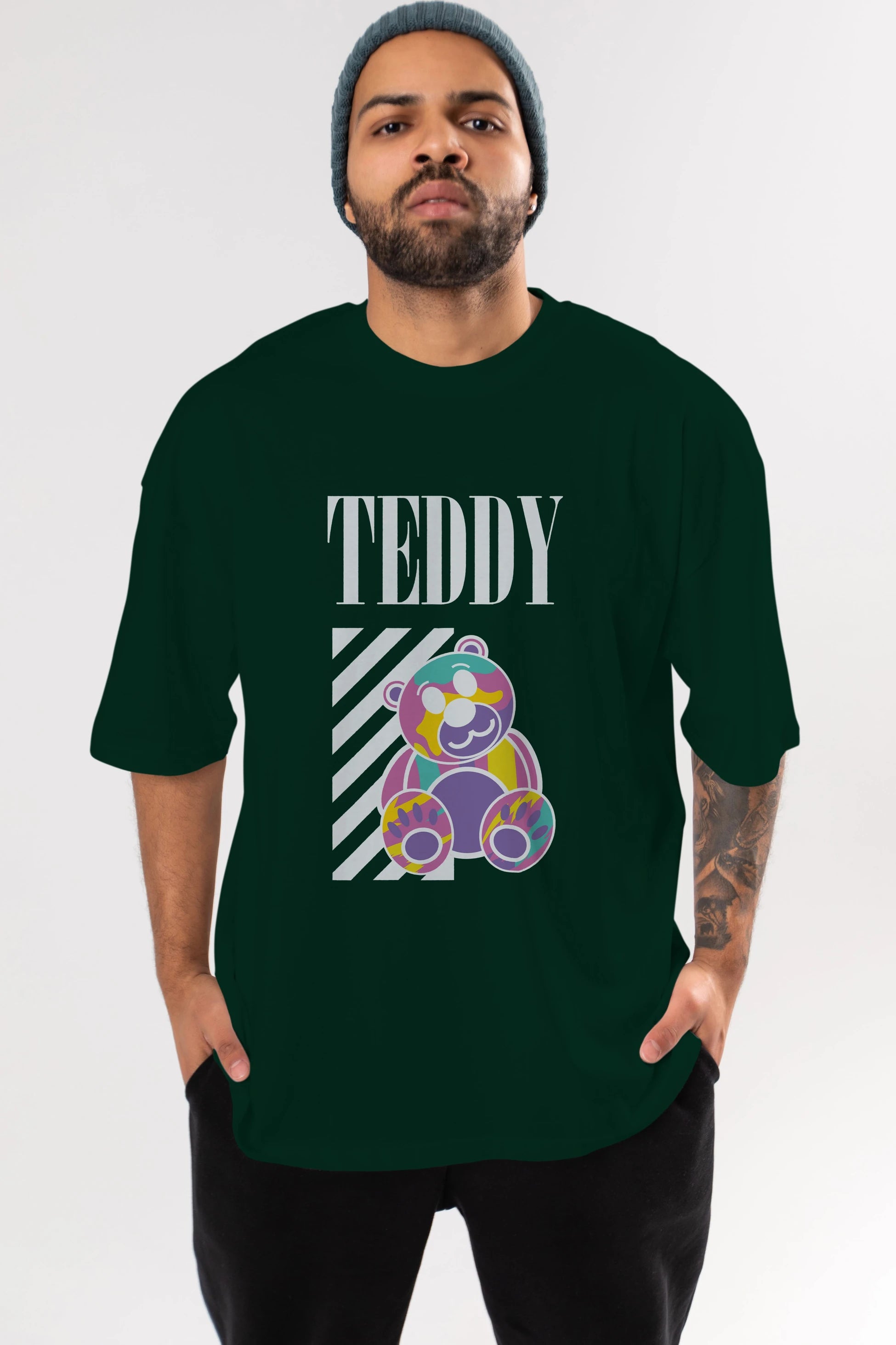 Teddy Bear 2 Ön Baskılı Oversize t-shirt Erkek Kadın Unisex
