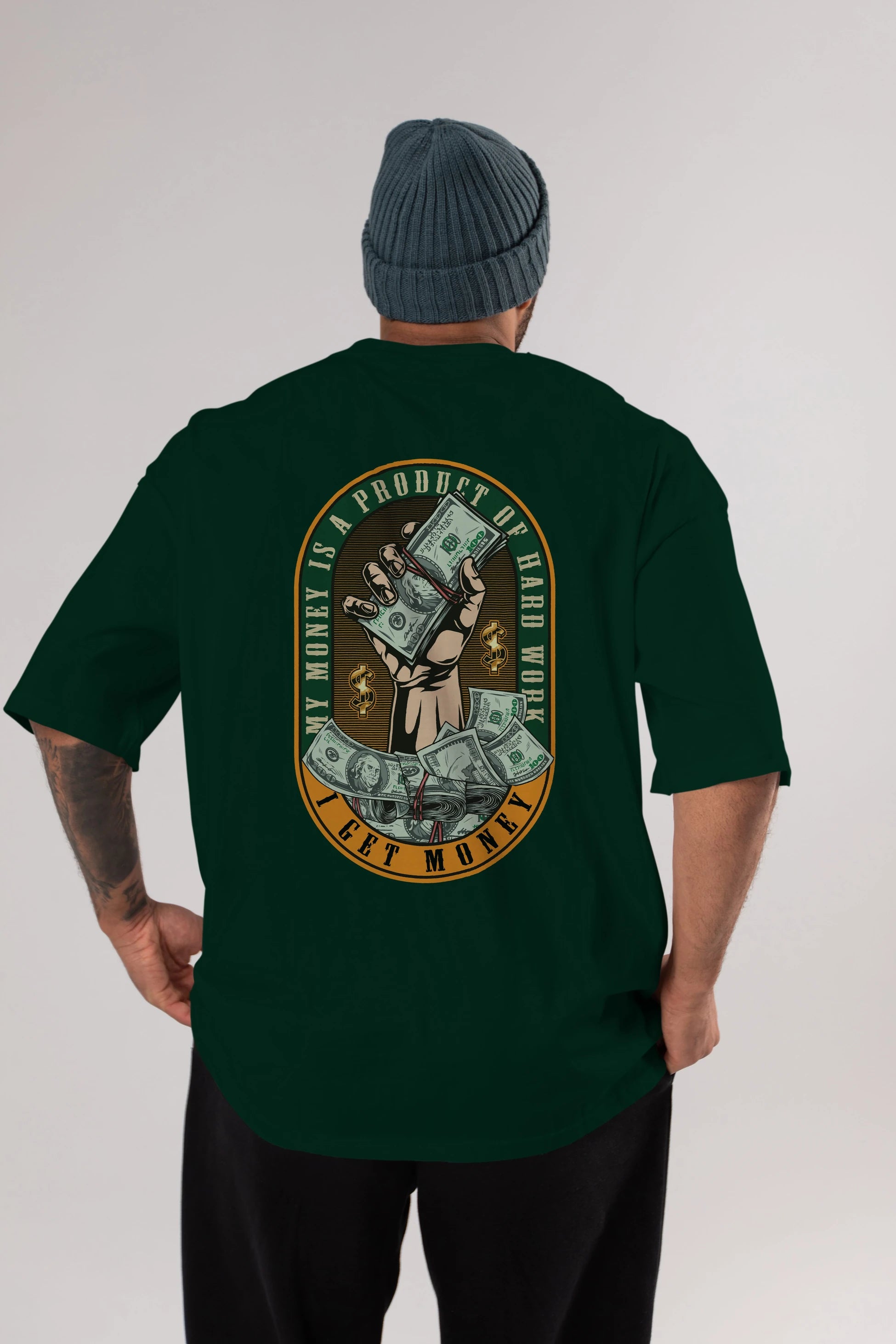 I Get Money Arka Baskılı Oversize t-shirt Erkek Kadın Unisex
