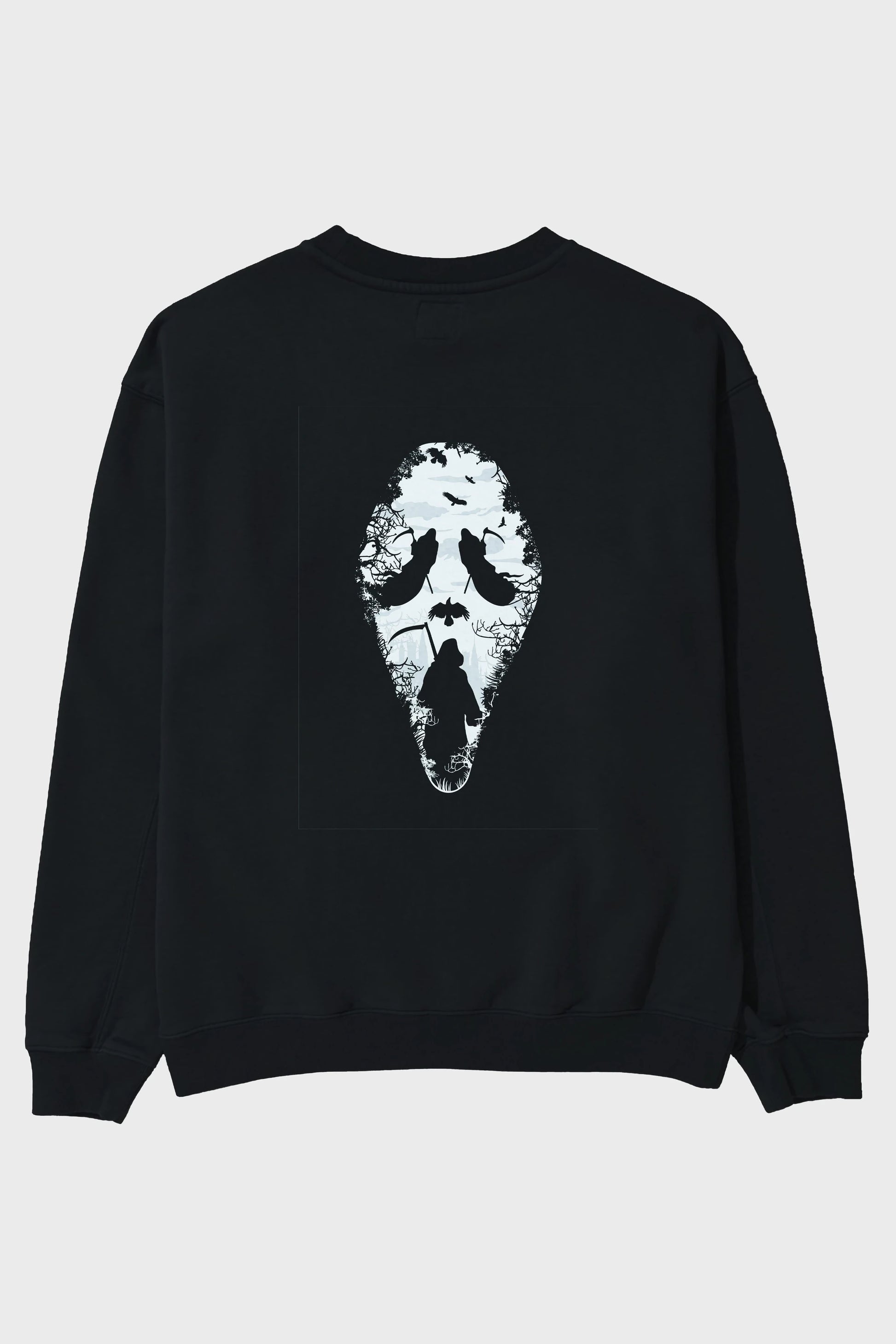 Reaper Scream Arka Baskılı Oversize Sweatshirt Erkek Kadın Unisex