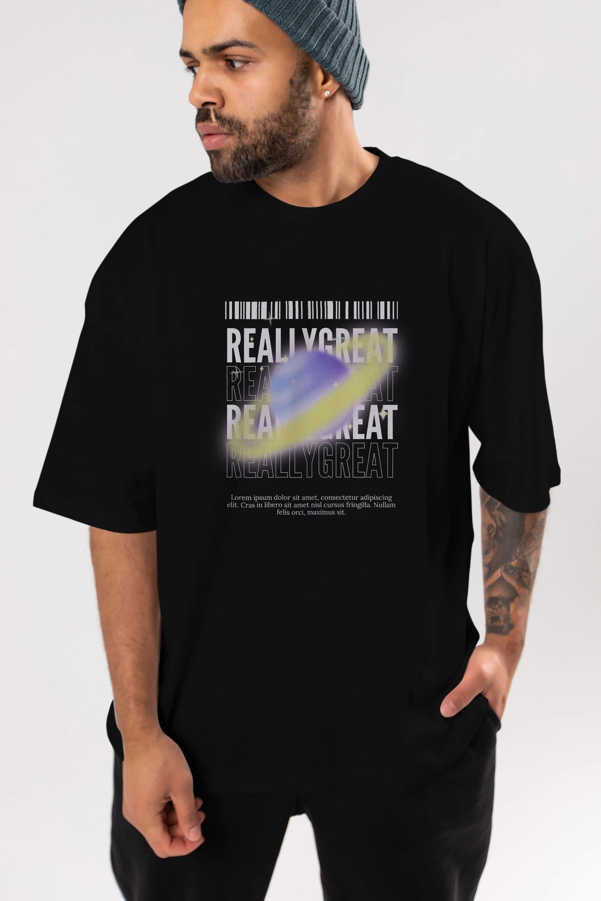 Really Great 2 Yazılı Ön Baskılı Oversize t-shirt Erkek Kadın Unisex