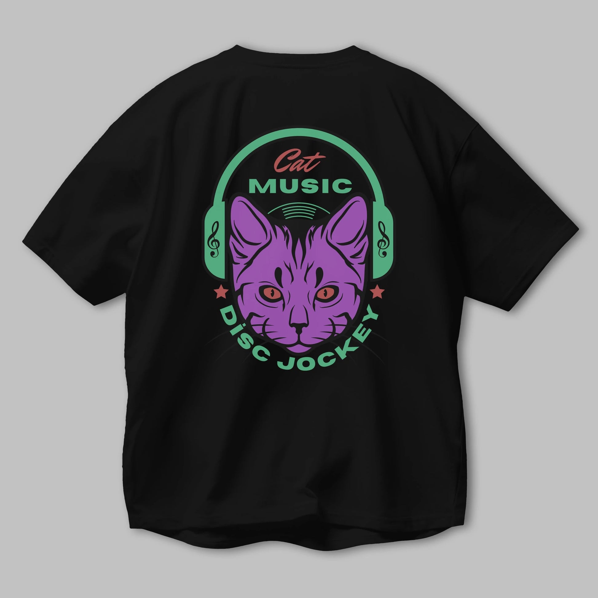 Cat Music Arka Baskılı Oversize t-shirt Erkek Kadın Unisex