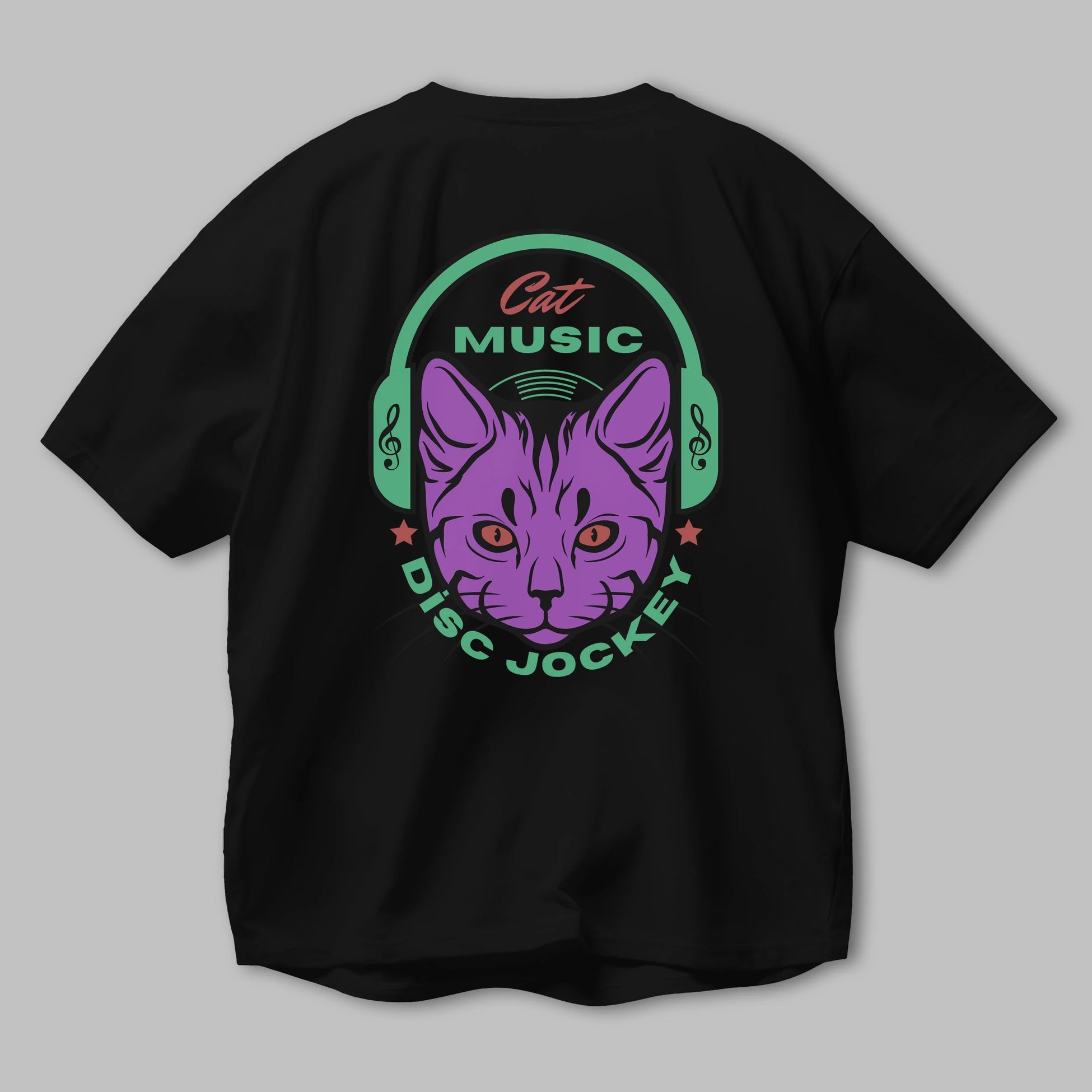 Cat Music Arka Baskılı Oversize t-shirt Erkek Kadın Unisex